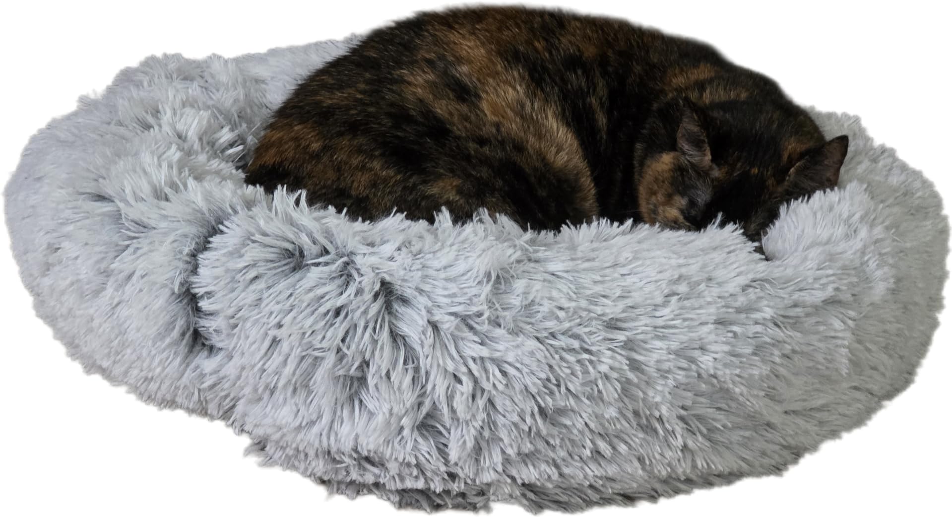 WESTERN HOME WH Calming Soft Round Dog & Cat Bed, Anti-Anxiety Donut Cuddler Warming Cozy Fluffy Faux Fur Plush Cushion Bed for Small Medium Dogs and Cats, Light Grey customer photo 1