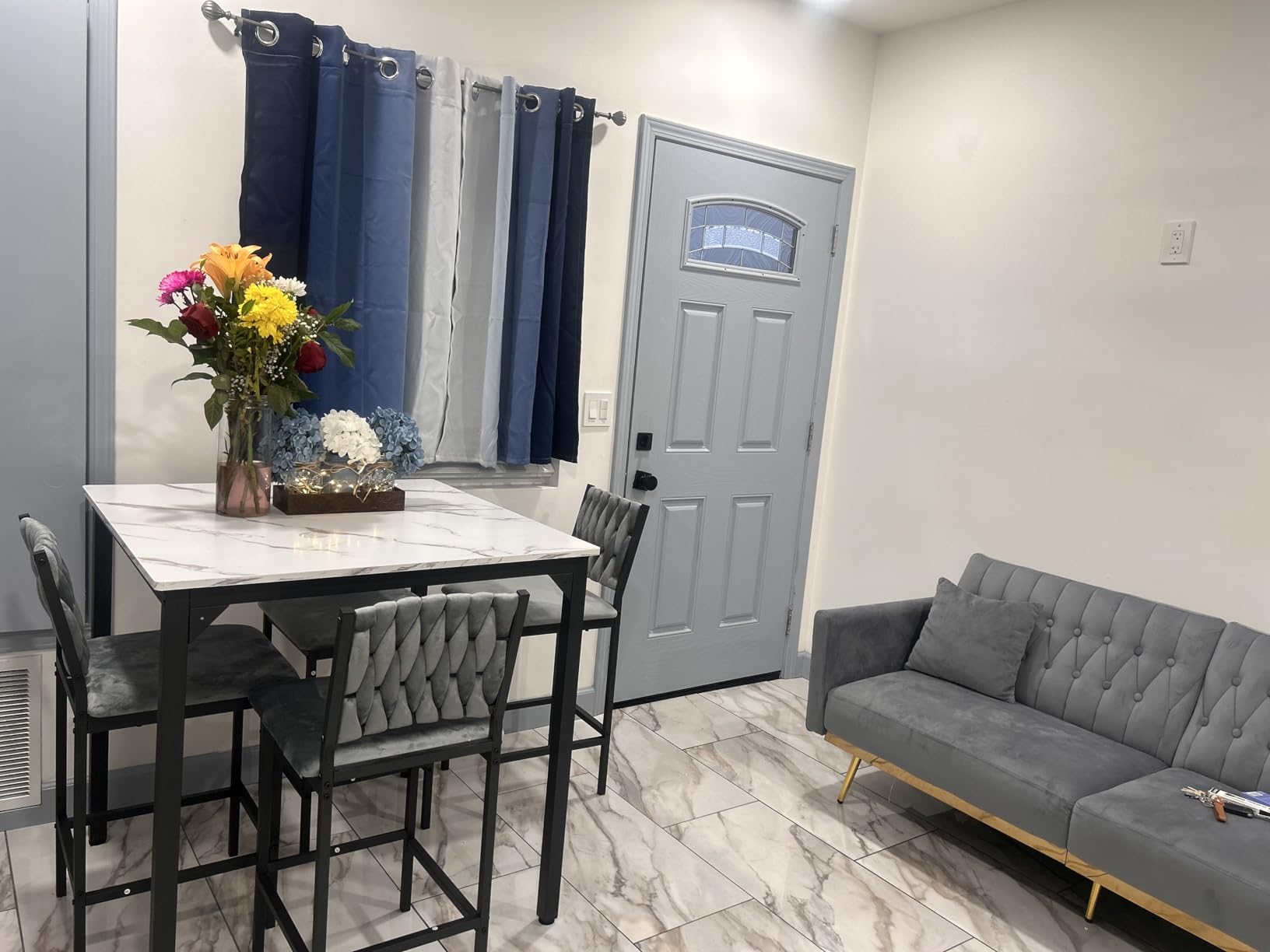 Yakamok Blue and Greyish White Ombre Curtains, Room Darkening Gradient Color Curtains for Bedroom, Light Blocking Thermal Insulated Window Drapes for Living Room (2 Panels, 52x84 Inch) customer photo 2