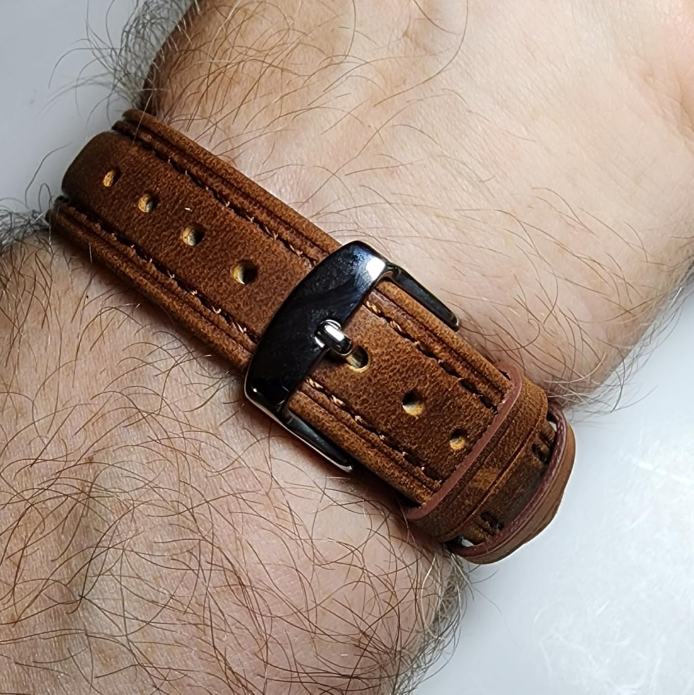 BISONSTRAP Watch Strap, Vintage Leather Replacement Bracelet, Band Width-14mm 15mm 16mm 17mm 18mm 19mm 20mm 21mm 22mm 23mm 24mm customer photo 2
