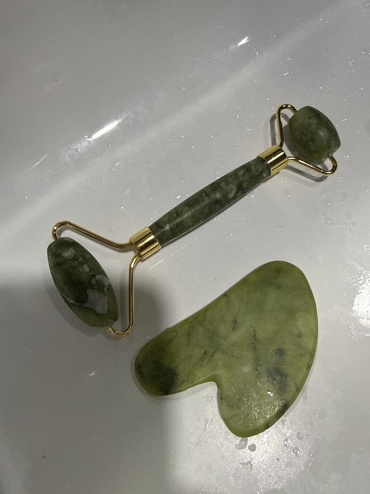 BAIMEI IcyMe Gua Sha & Jade Roller Set, Cooling Face Roller & Guasha Tool for Face Depuffing, Facial Sculpting & Jawline Definition customer photo 1