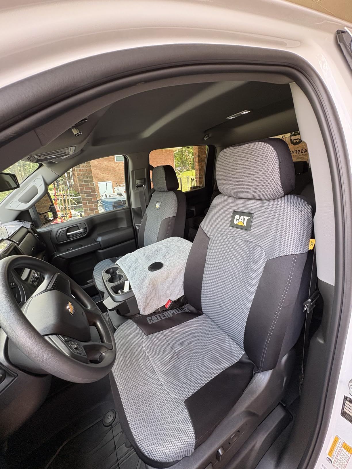 Cat MeshFlex Automotive Seat Covers for Cars Trucks and SUVs - Gray Car Seat Covers for Front Seats, Truck Seat Protectors with Comfortable Mesh Back, Set of 2 | Airbag Compatible customer photo 1