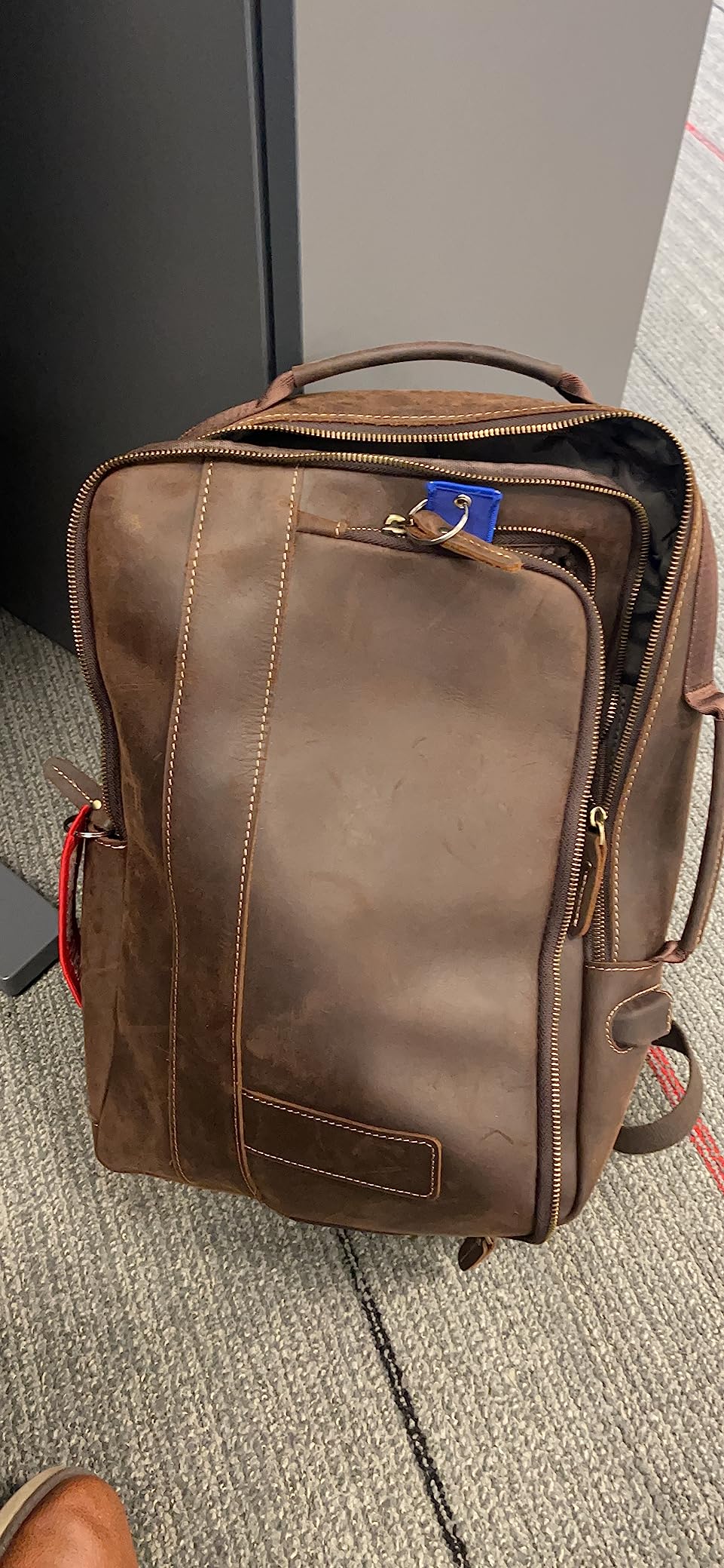 LANNSYNE Vintage Genuine Leather Backpack For Men 15.6 Inch Laptop Bag Overnight Weekender Camping Daypack Rucksack customer photo 1