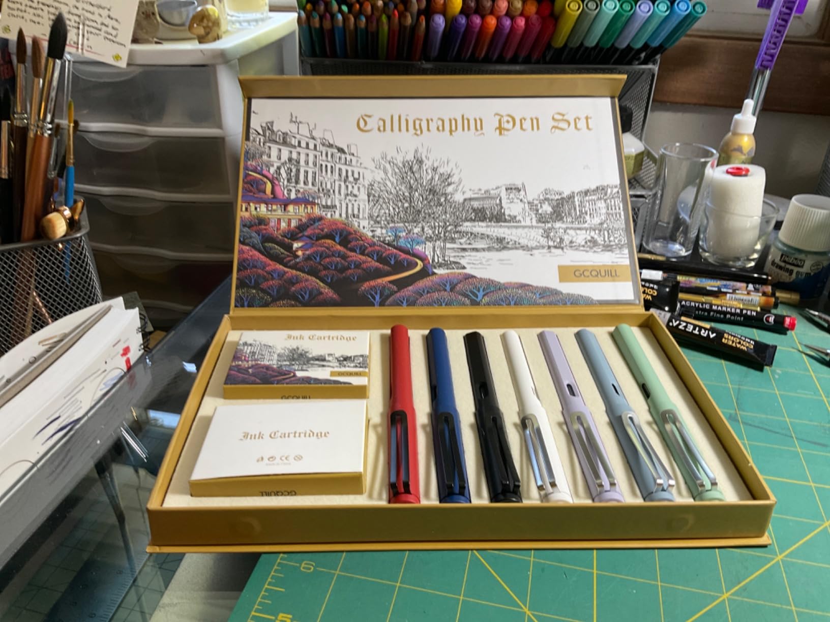 Calligraphy Fountain Pen Set - 7 Pens with Different Nibs and 40 Ink Cartridges for Beginners - MU-09 customer photo 1