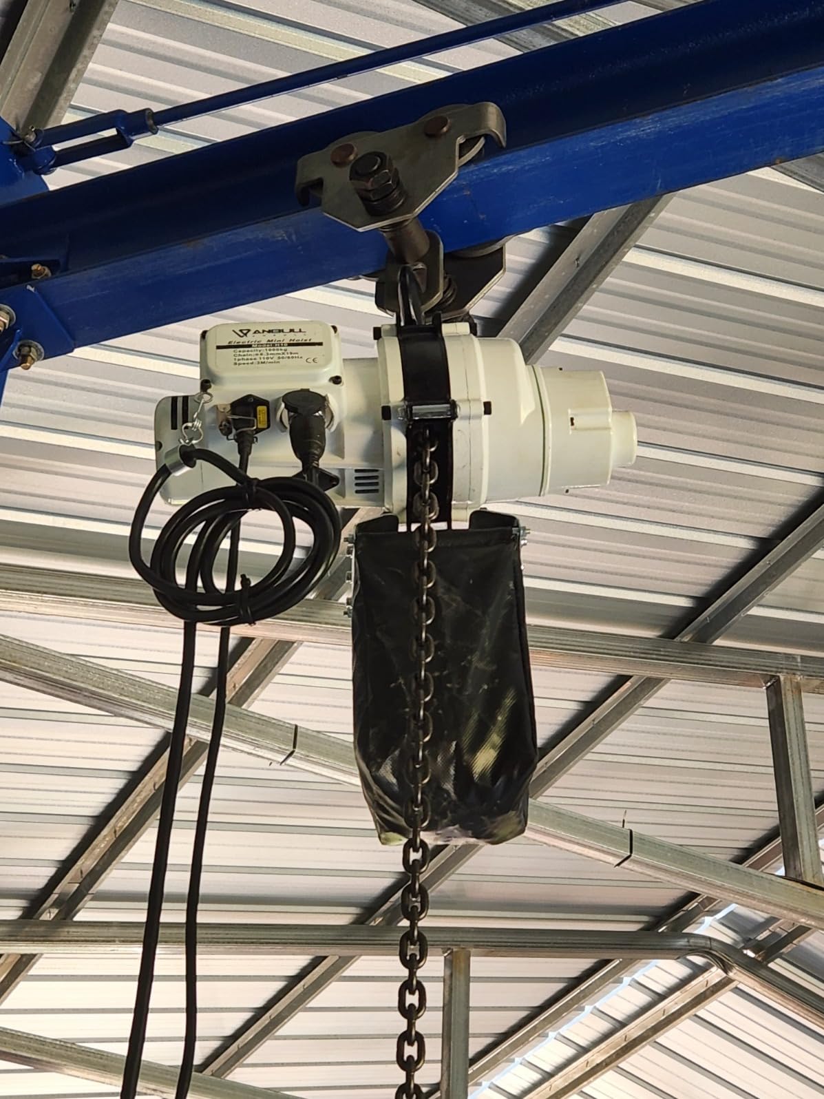 ANBULL 2200lbs FEC Chain Electric Lift Hoist Single Phase Overhead Crane Hoist, DT Grade Carburized Double Chain Hoist with Two 360° Rotatable Hook for Garage Ceiling.(1Ton, 110V,10ft Lift Height) customer photo 1