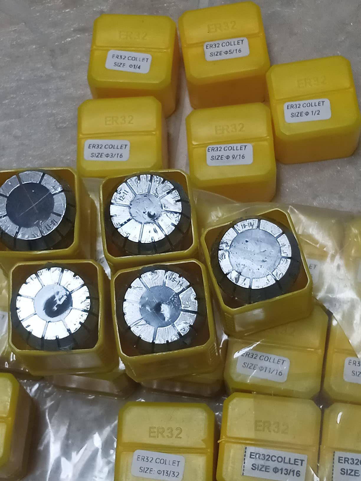 findmall ER32 Collet Set 25Pcs ER32 Collet Chuck Spring Collet Set CNC Engraving Milling Lathe Chuck Tool 1/16-13/16 Inch Fit for CNC Engraving Machine and Milling Lathe Tool customer photo 1