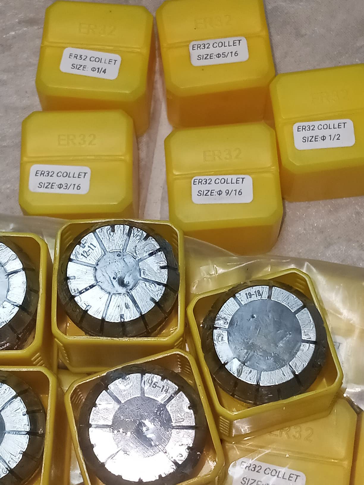 findmall ER32 Collet Set 25Pcs ER32 Collet Chuck Spring Collet Set CNC Engraving Milling Lathe Chuck Tool 1/16-13/16 Inch Fit for CNC Engraving Machine and Milling Lathe Tool customer photo 2