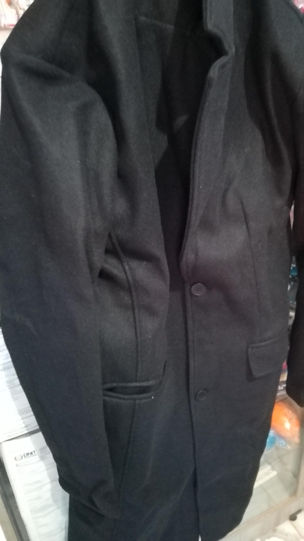 SOMTHRON Men's Casual Trench Coat Slim Fit Notched Collar Long Jacket Overcoat Single Breasted Pea Coat wih Pockets customer photo 1