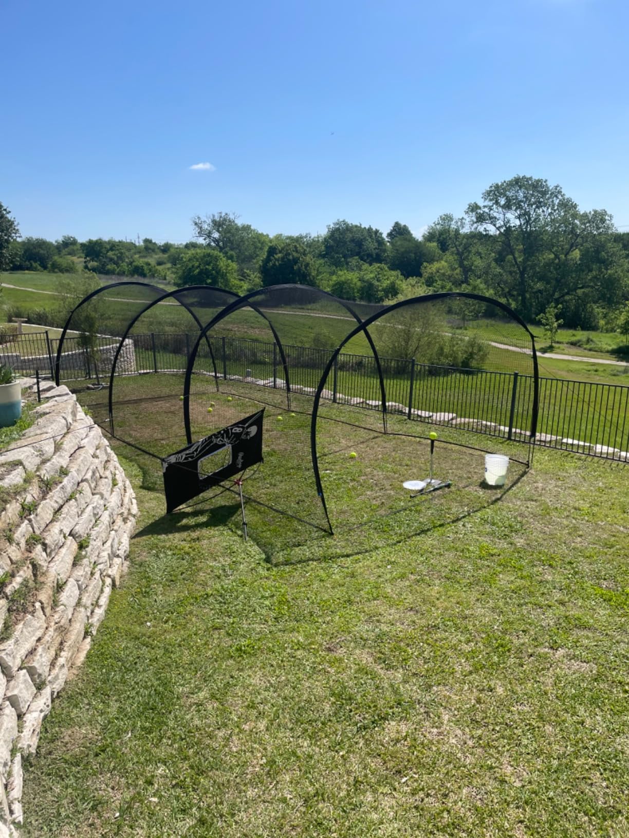 Upgrade 30FT Baseball and Softball Batting Cage Net and Frame, Large Batting Cages Net with Steel Frame for Home - Backyard Batting Cage with Pitching Backstop and Carry Bag customer photo 1