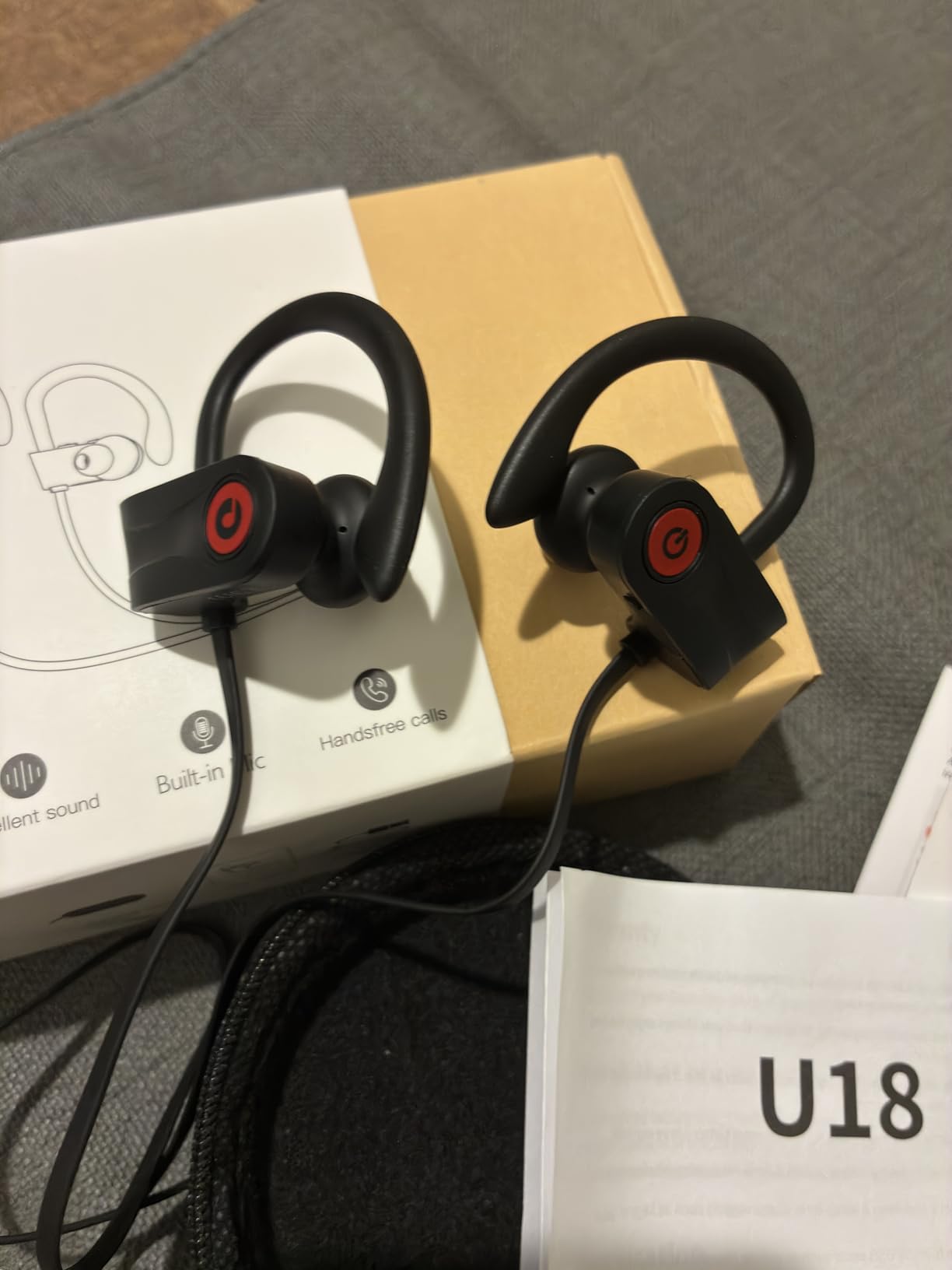 Boean Bluetooth Headphones, Wireless Headphones with 16 Hours Playtime Bluetooth 5.3 Wireless Earbuds HD Stereo Sound IPX7 Waterproof Earphones AI Music Generation Workout Headset for Running Sports customer photo 2