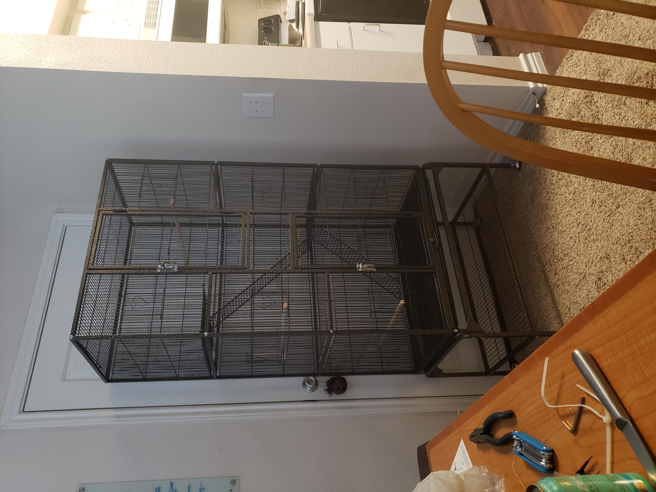 Topeakmart Extra Large Rolling Metal Small Animal Cage for Sugar Gliders Rats & Squirrels, Mobile Large Cage with Detachable Stand, White customer photo 1