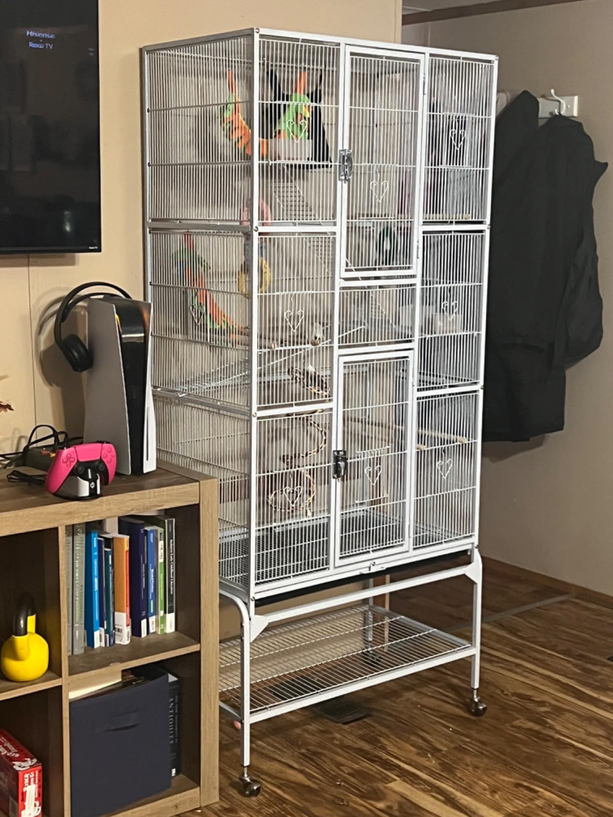 Topeakmart Extra Large Rolling Metal Small Animal Cage for Sugar Gliders Rats & Squirrels, Mobile Large Cage with Detachable Stand, White customer photo 2