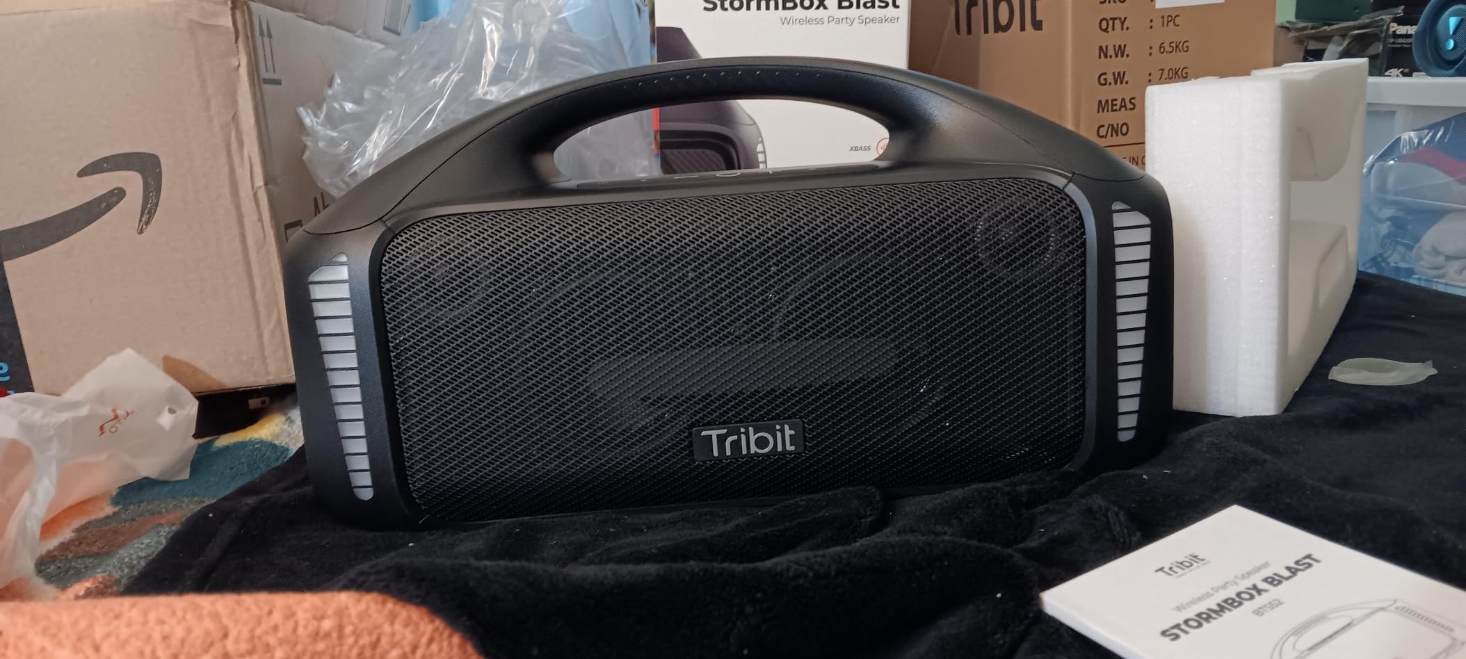 Tribit StormBox Blast Portable Bluetooth Speaker, (140W Peak) 90W Loud Stereo Sound with 30H Playtime, IPX7 Waterproof, LED Light, Wireless, XBass, BT5.3, TWS, Custom EQ, Party/Outdoor/Camping/Beach customer photo 1