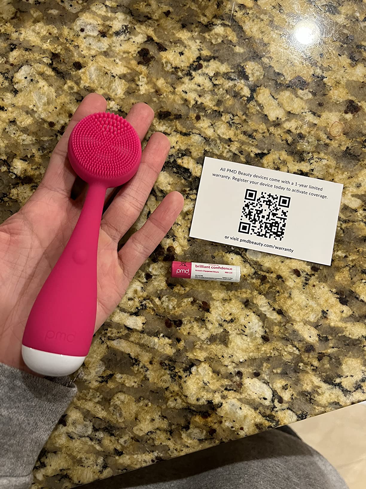 PMD Clean Mini - Smart Facial Cleansing Device with Silicone Brush & Anti-Aging Massager - Waterproof - SonicGlow Vibration Technology - Clear Pores and Blackheads - Lift, Firm, and Tone Skin customer photo 2