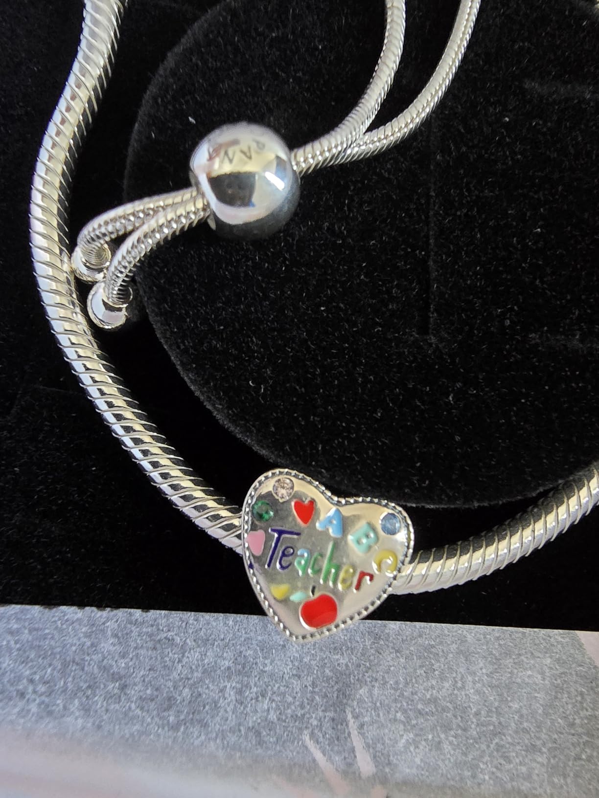 PANDORA Moments Snake Chain Slider Bracelet - Charm Bracelet for Women - Sterling Silver with Clear Cubic Zirconia - 11 customer photo 1