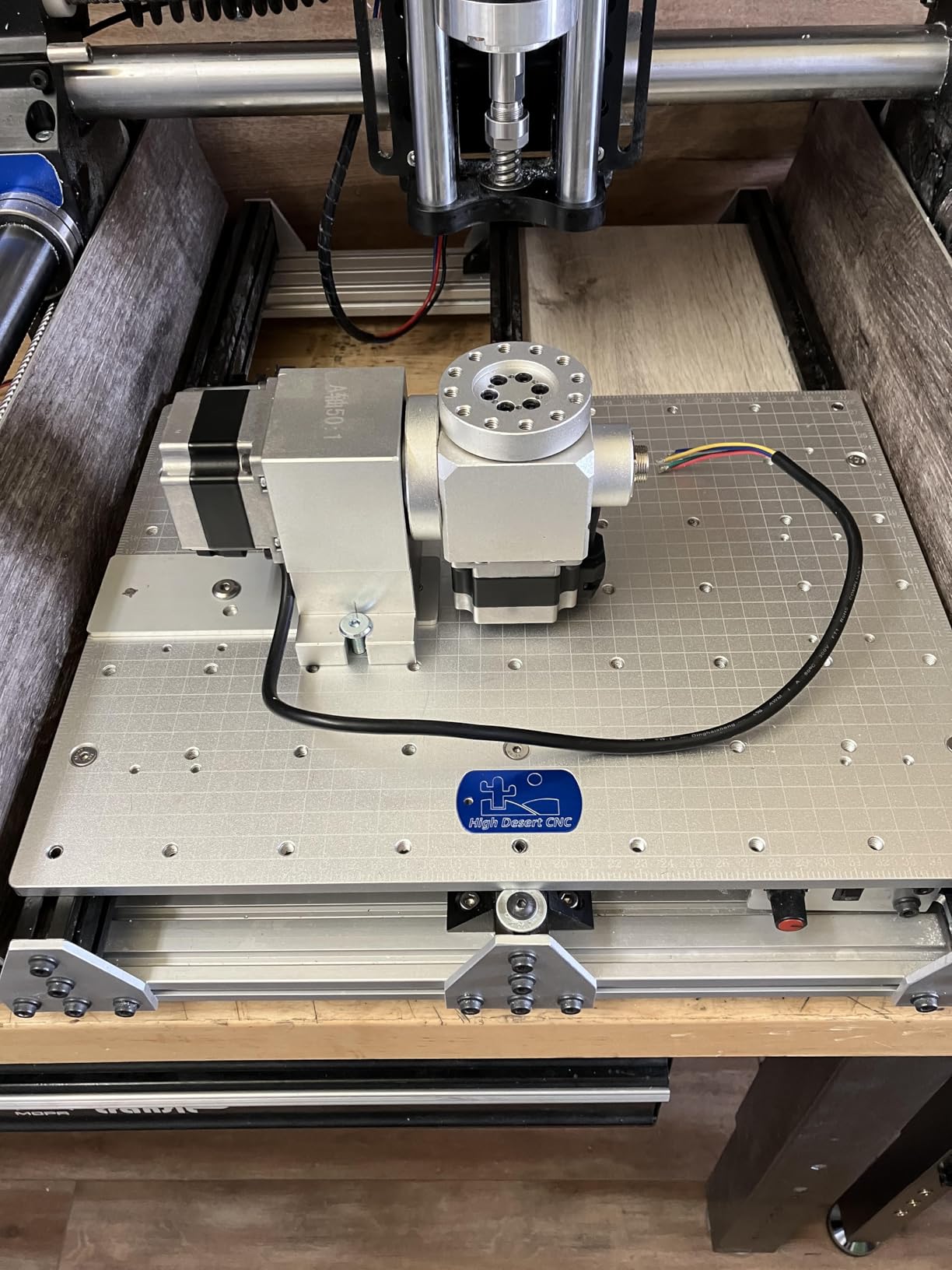 Rotation 5th Axis Rotary Table, CNC 4th Axis A Axis B C Axis Dividing Head, Waterproof Nema23 Stepper Motor, No Backlash Harmonic Reducer Gearbox 50:1 for CNC Router Engraving Milling Machine customer photo 1