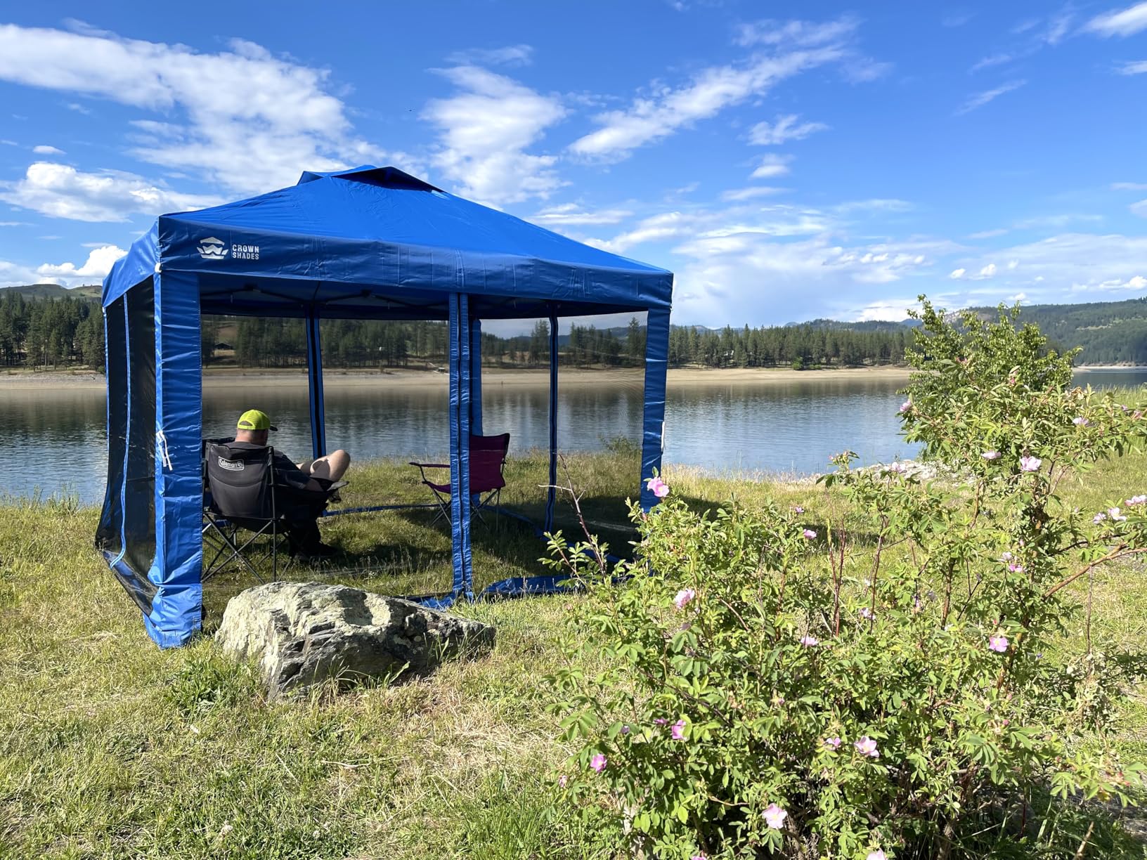 CROWN SHADES Gazebo 10x10 Pop Up Canopy with Mosquito Netting, Screen Tent with 4 Ropes, 8 Stakes, 4 Sandbags and Wheeled Storage Bag customer photo 2