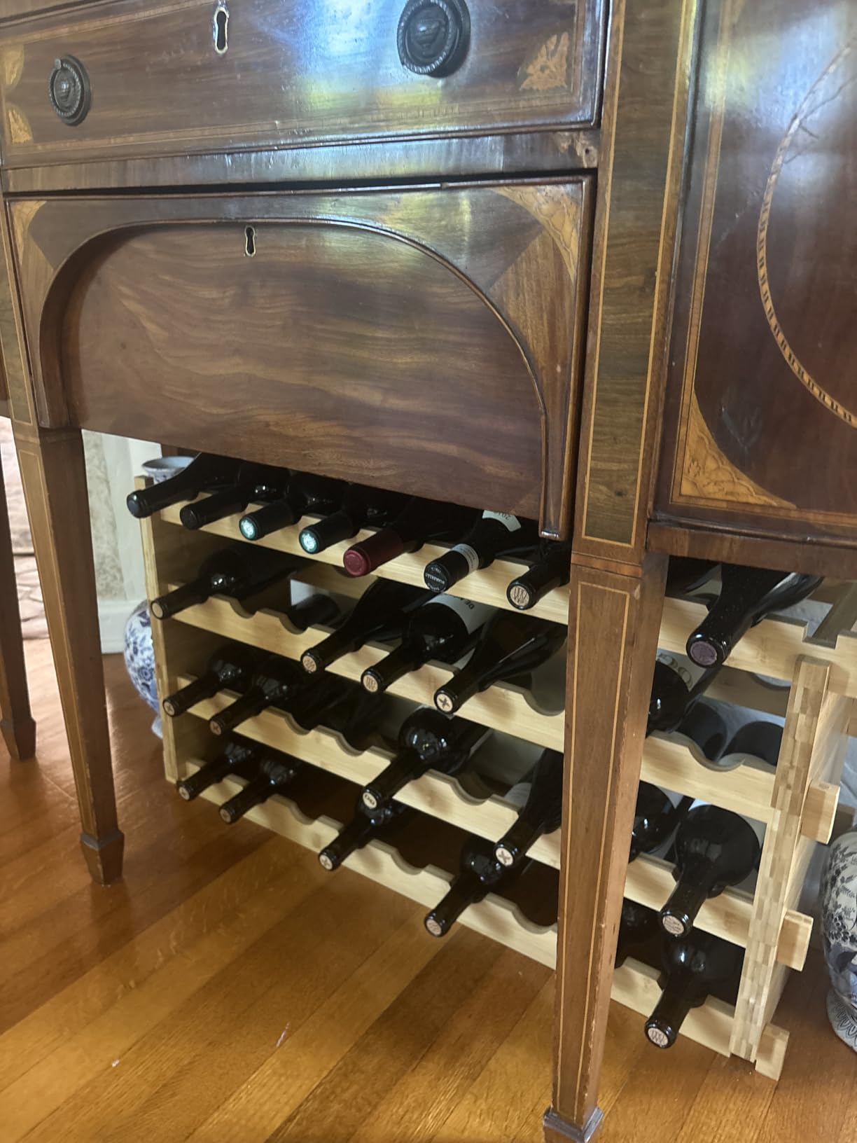 Finnhomy Wine Rack 27-Bottle 3-Tier Natural Bamboo Display Wine Storage Shelves Stackable Wine Bottle Holder customer photo 1