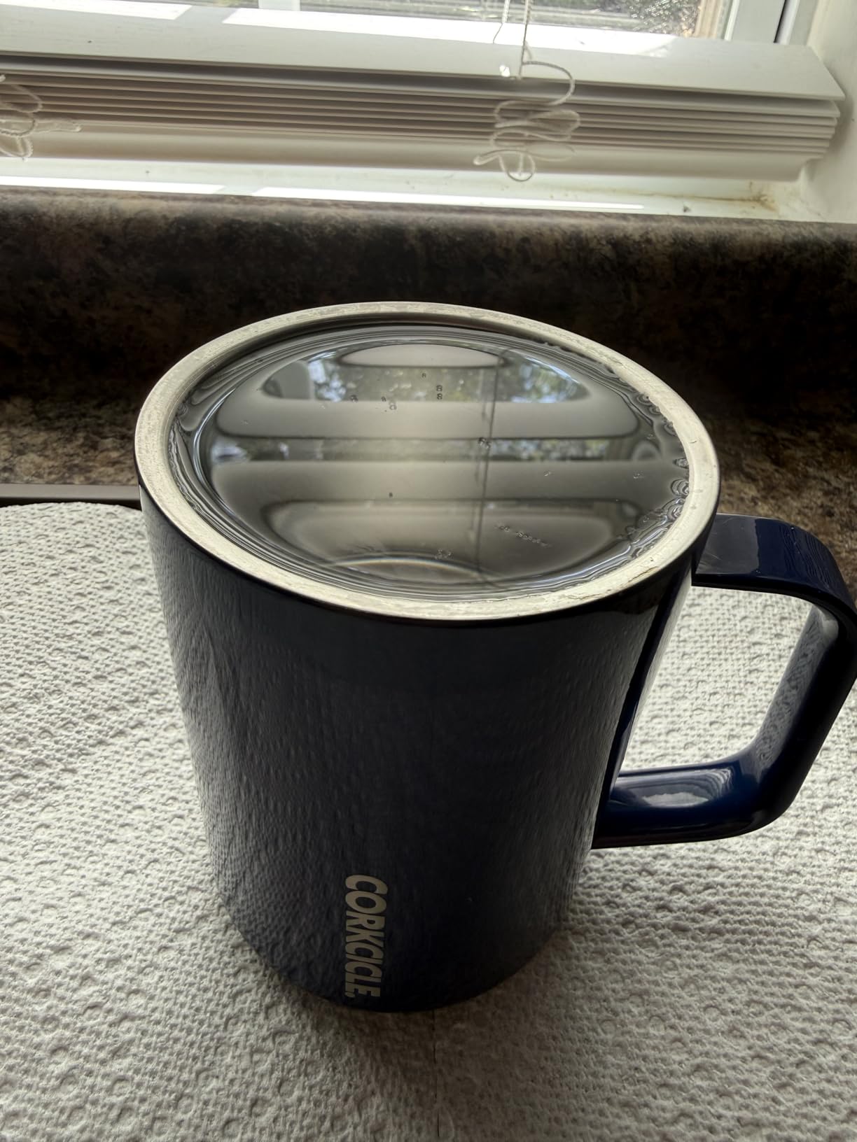 Corkcicle Classic Coffee Mug - Triple Insulated Stainless Steel for Travel - Shatter-Proof Lid - Keeps Drink Hot Over 3 Hours - 16 oz - Gloss Midnight Navy customer photo 1