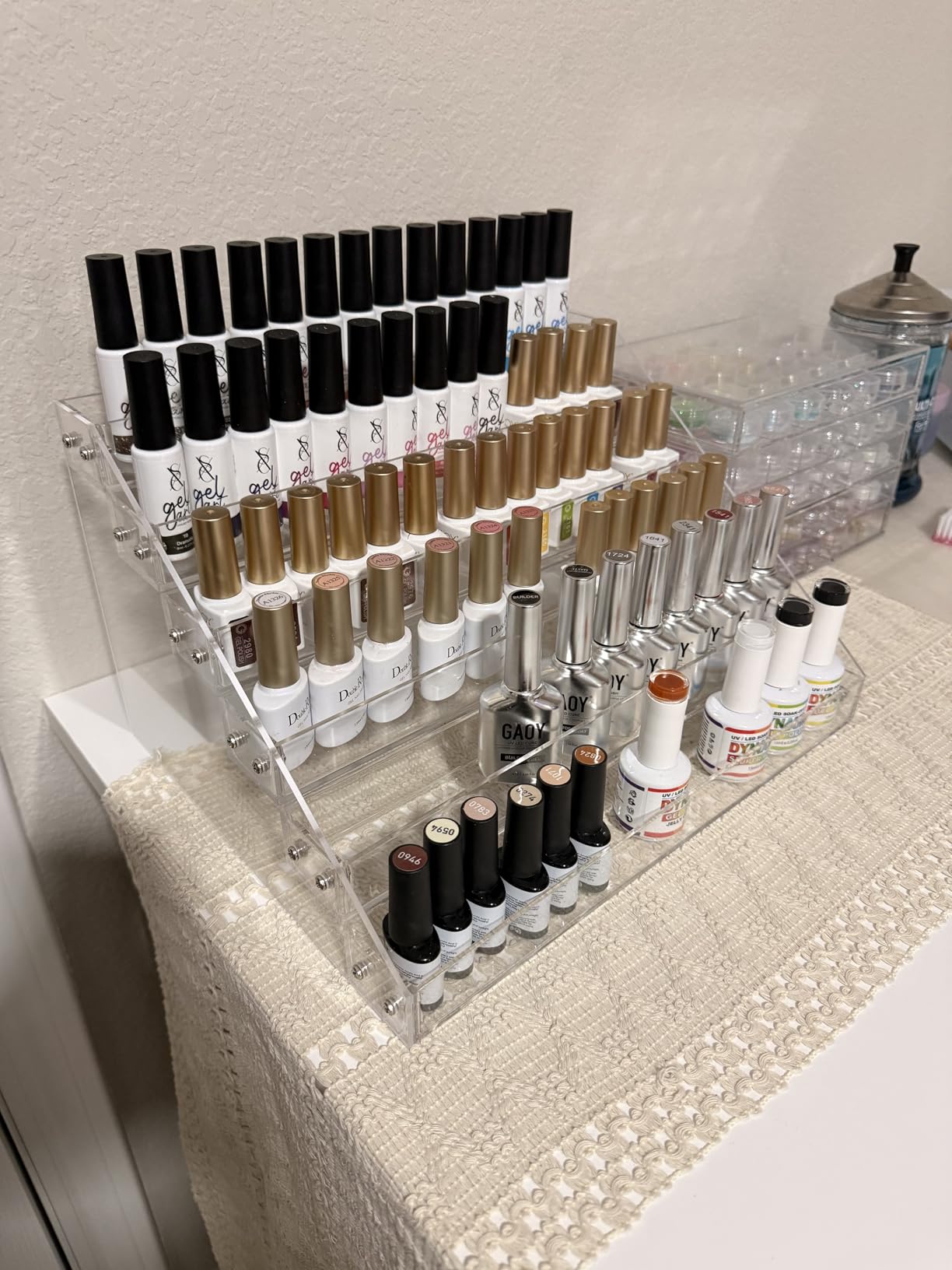 Acrylic Nail Polish Organizer Rack, 3 Tier Paint rack and Storage Shelf, Clear Display Stand for Tattoo Inks, Sunglasses, Essential Oils, Gel Nail Polish - Holds 36 Bottles customer photo 2