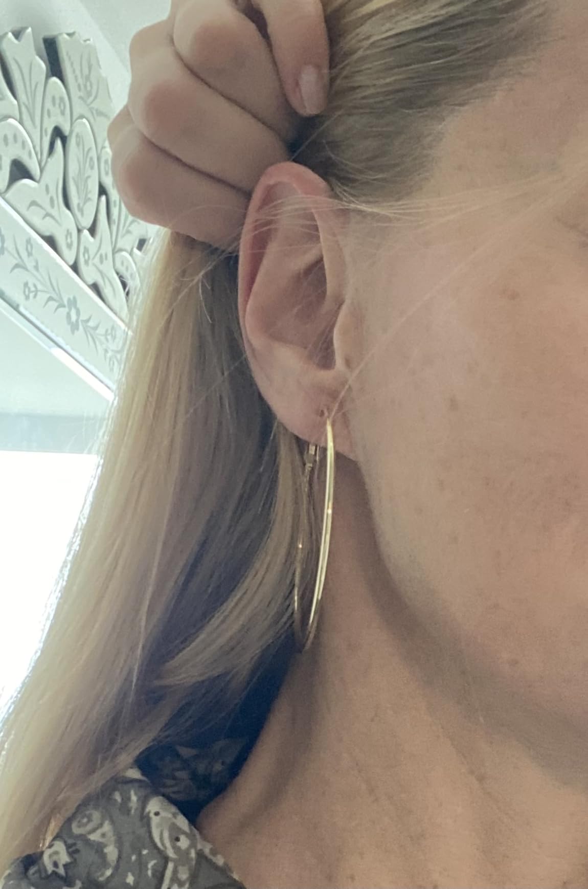 PAVOI 14K Gold Plated 925 Sterling Silver Post Hoops | Large Hoops Earring | Lightweight Gold Hoop Earrings for Women customer photo 2