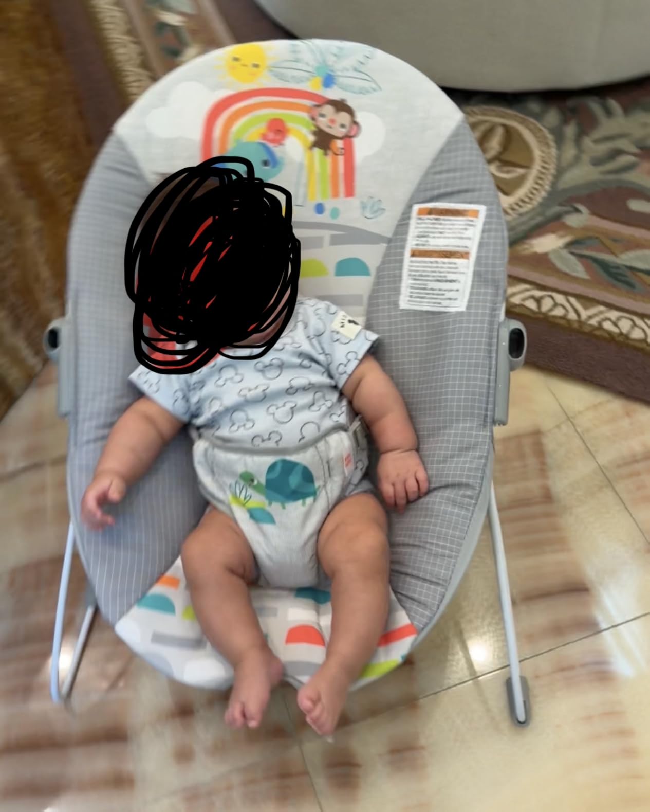 Bright Starts Playful Paradise Comfy Baby Bouncer Seat with Soothing Vibration and Toys, Unisex, 0-6 Months customer photo 1