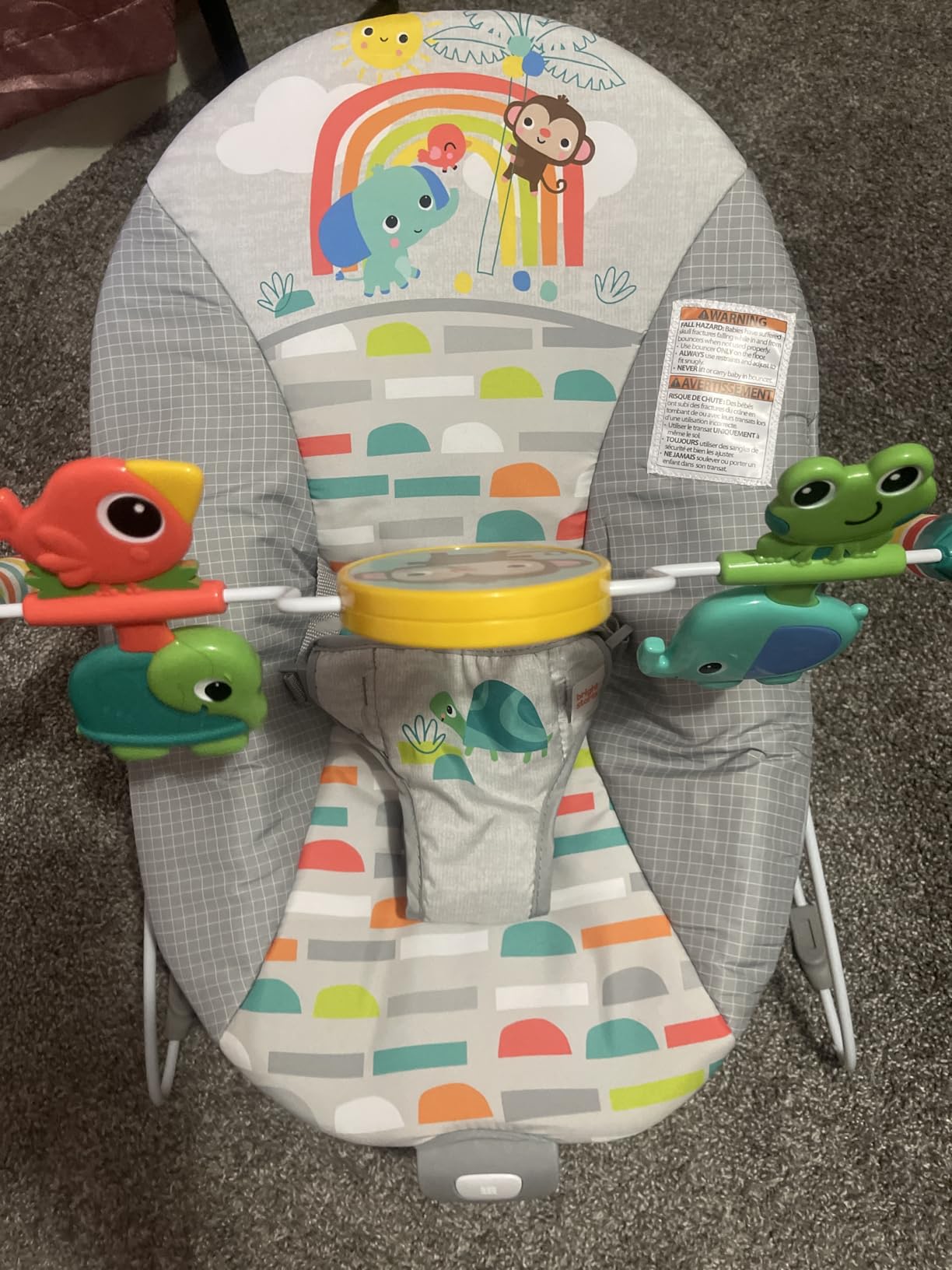 Bright Starts Playful Paradise Comfy Baby Bouncer Seat with Soothing Vibration and Toys, Unisex, 0-6 Months customer photo 2