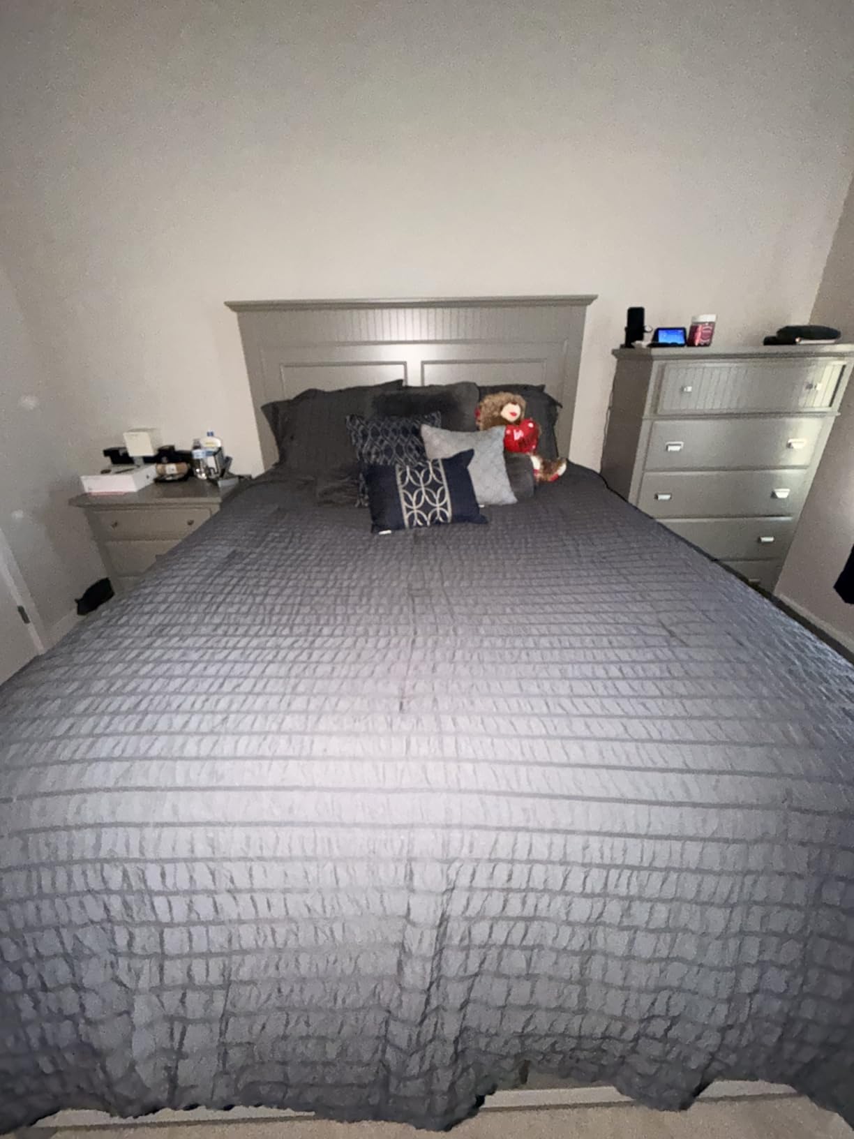 HYMOKEGE 7 Piece King Size Comforter Set Seersucker, All Season Luxury Bed in a Bag for Bedroom, Bedding Set with Comforters, Sheets, Pillowcases & Shams, Dark Grey customer photo 2