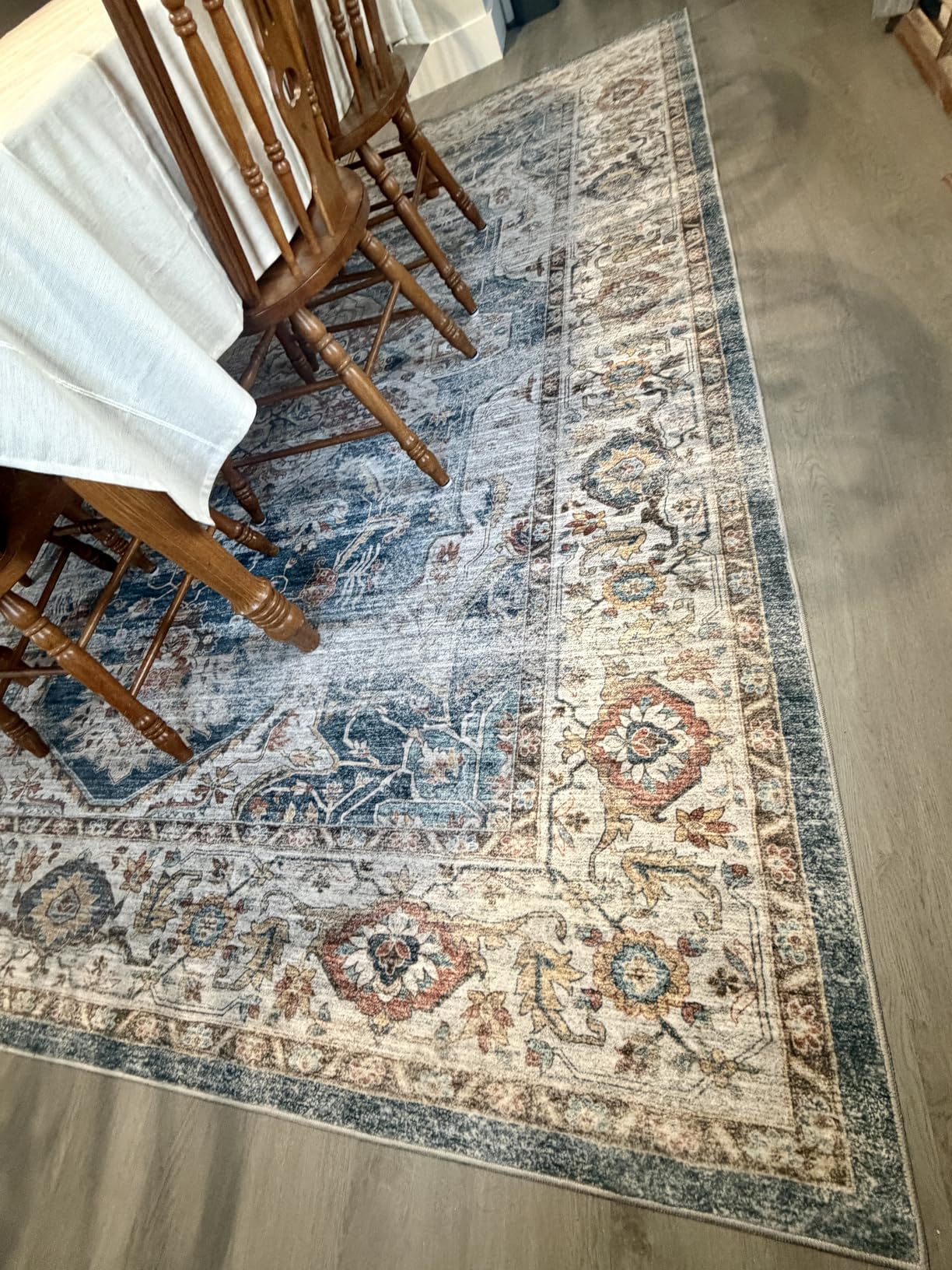 befbee Washable Area Rug 8x10, Large Soft Rugs for Living Room Stain Resistant Non-Slip Backing Rugs for Bedroom, Vintage Clearance Large Area Rug (Turmeric/Grey,8'x10') customer photo 1