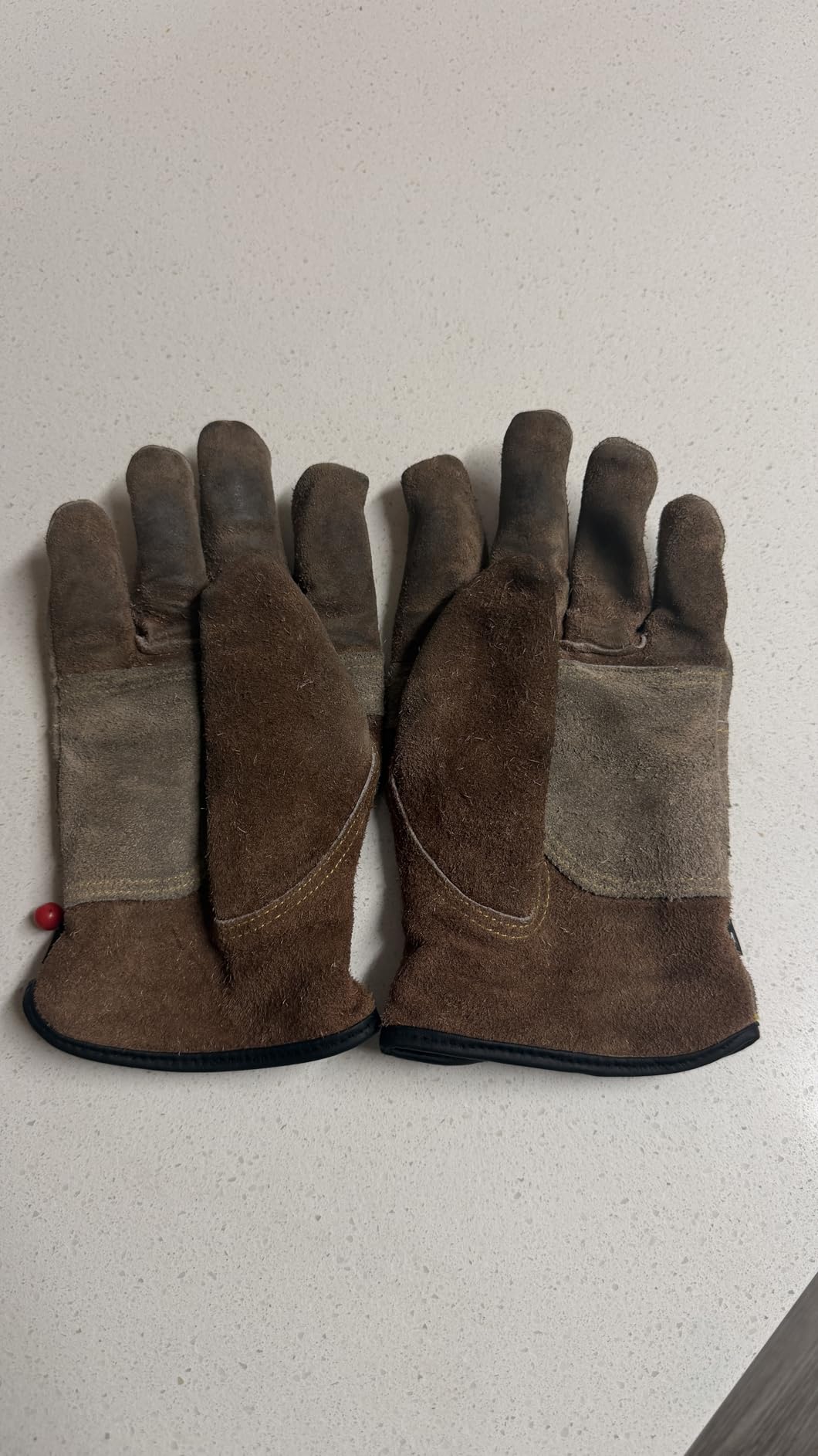WZQH Leather Work Gloves for Men or Women. Large Glove for Gardening, Tig/Mig Welding, Construction, Chainsaw, Farm, Ranch, etc. Cowhide, Cotton Lined, Utility, Firm Grip, Durable. Coffee-grey L customer photo 2