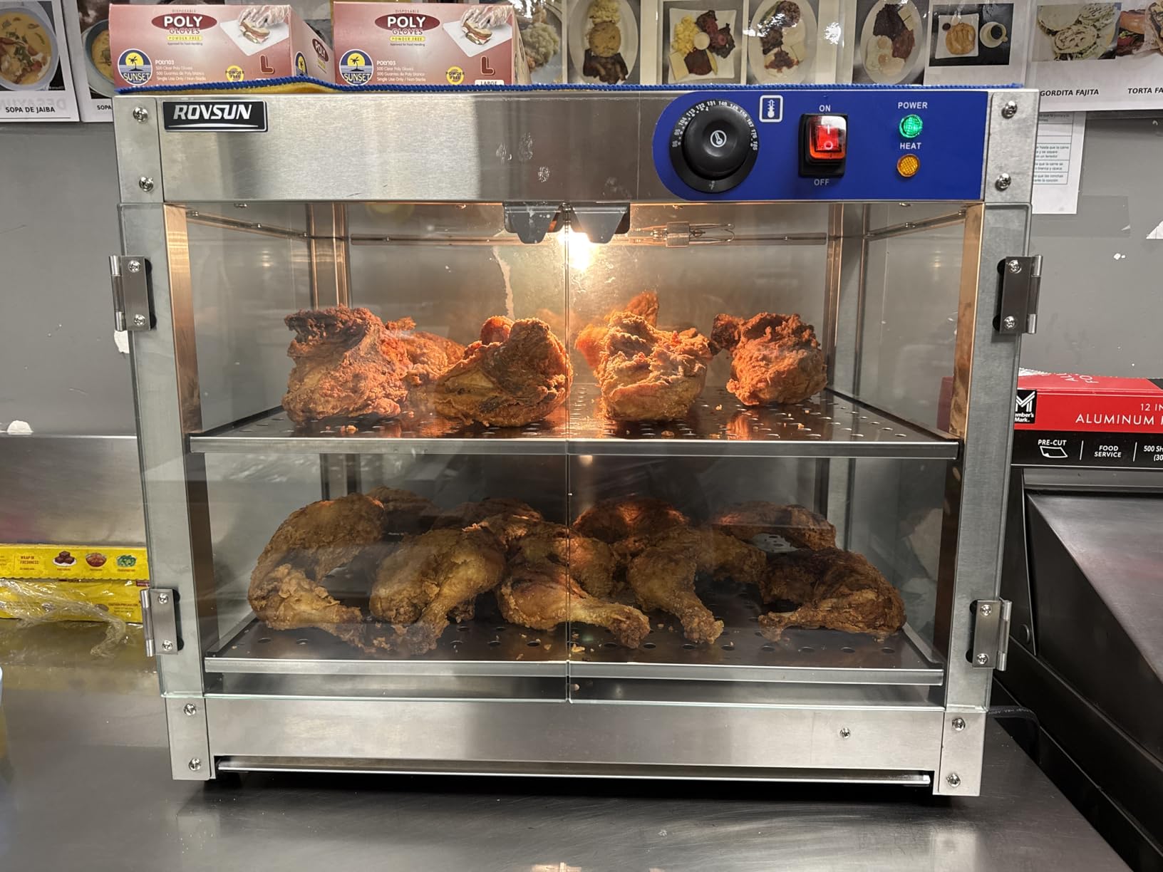 ROVSUN 2-Tier Food Warmer Pizza Warmer, Commercial Food Warmer Display with LED Lighting Removable Shelves Glass Door, Electric Countertop Food Warmer for Buffet Restaurant 110V 800W customer photo 2