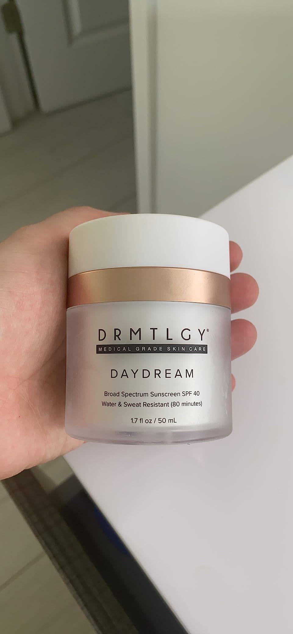 DRMTLGY Day Dream Sunscreen & Face Moisturizer SPF 40 - Water & Sweat-Resistant Sunscreen for Sensitive Skin - UVA/UVB Protection, Skin Care & Makeup Friendly customer photo 1