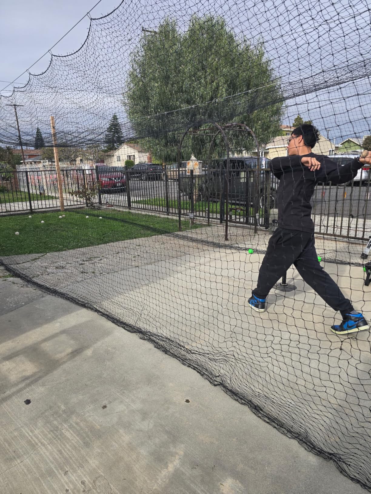 Syhood Baseball Batting Cage Net Heavy Duty Cricket Golf Softball Hitting Practice Net Portable Pitching Cage, Training Sports Barrier Screen for Backyard Outdoor customer photo 1