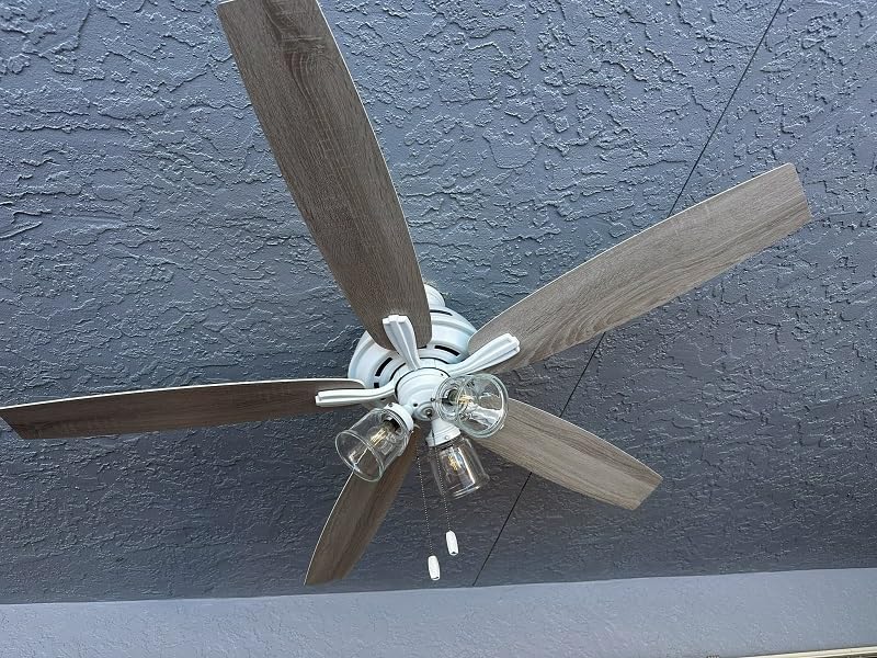Hunter Fan 60 inch Indoor Ceiling Fan with LED Lights - Ceiling Fan with Pull Chain, For Bedroom or Living Room, Standard Mount, No Remote, 5 Blades, Includes Bulbs - Dondra 52348, Brushed Nickel customer photo 1