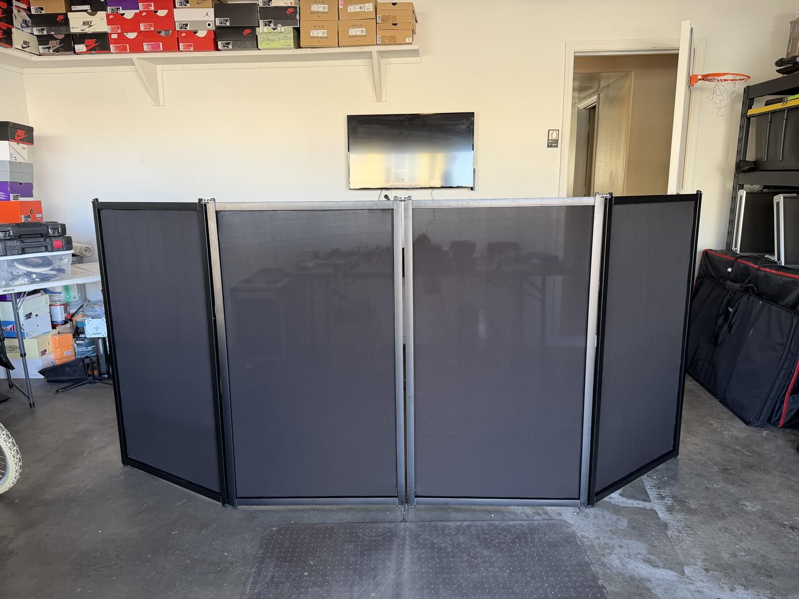 PRORECK DJ Foldable Facade Portable Event Booth Panels 4 Detachable Black Metal Frame Projector Display Scrim Panel with Carry Bag (white) customer photo 2