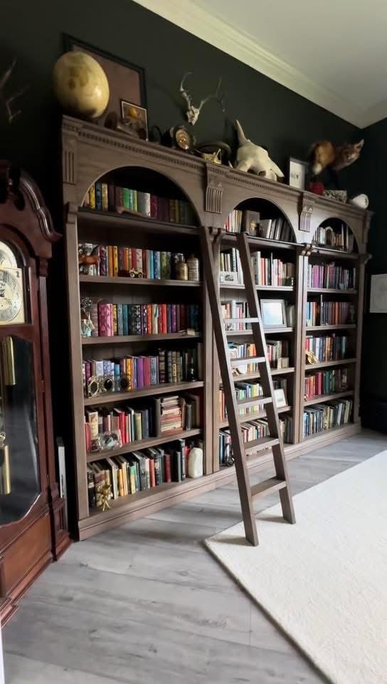 Martin Furniture Traditional 8' Tall Wood Bookcase Wall with Ladder Office Bookcase Brown customer photo 1