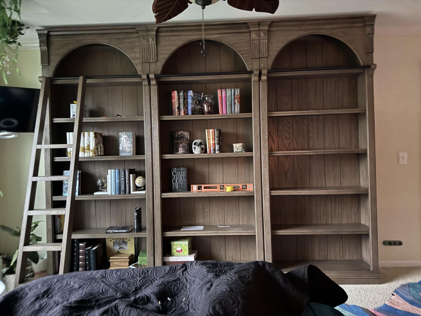 Martin Furniture Traditional 8' Tall Wood Bookcase Wall with Ladder Office Bookcase Brown customer photo 2