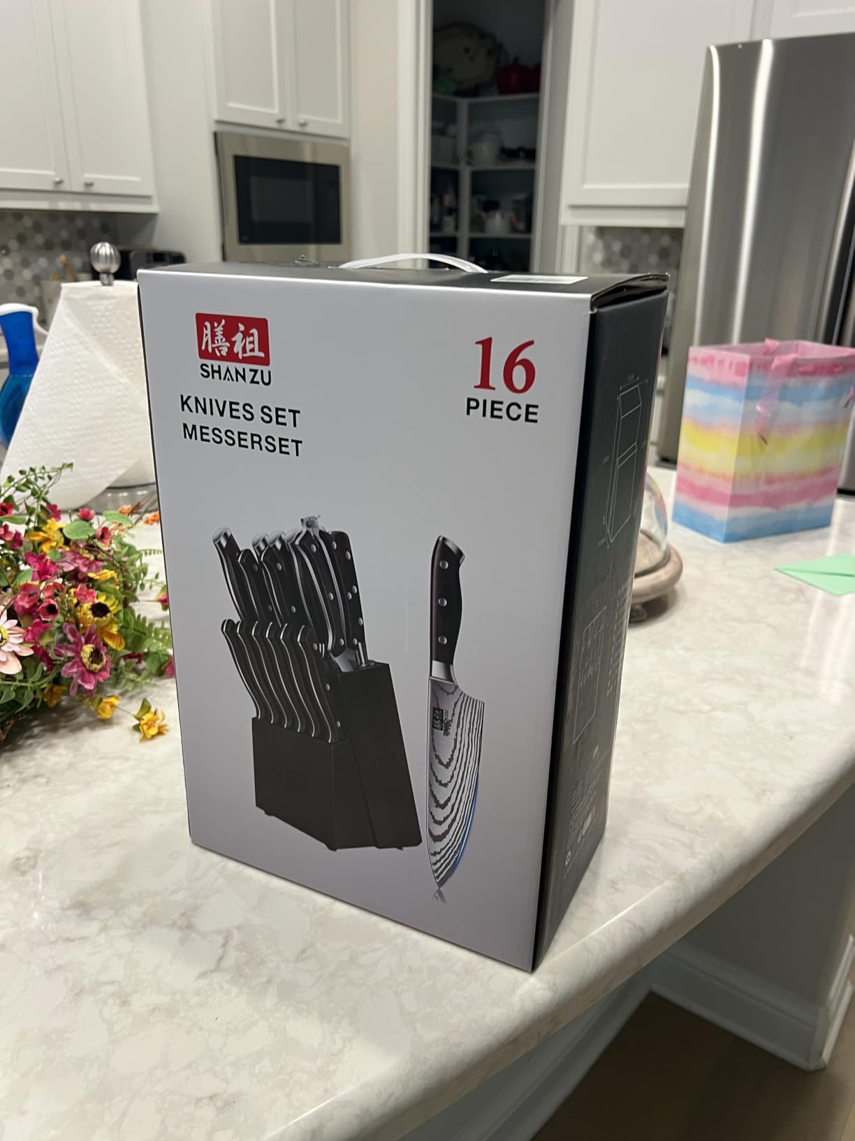 Knife Set 16 pcs, Japanese Kitchen Knife with Block High Carbon Stainless Steel Ultra Sharp Knife for Kitchen, Professional Chef Knife Set with Sharpener customer photo 2