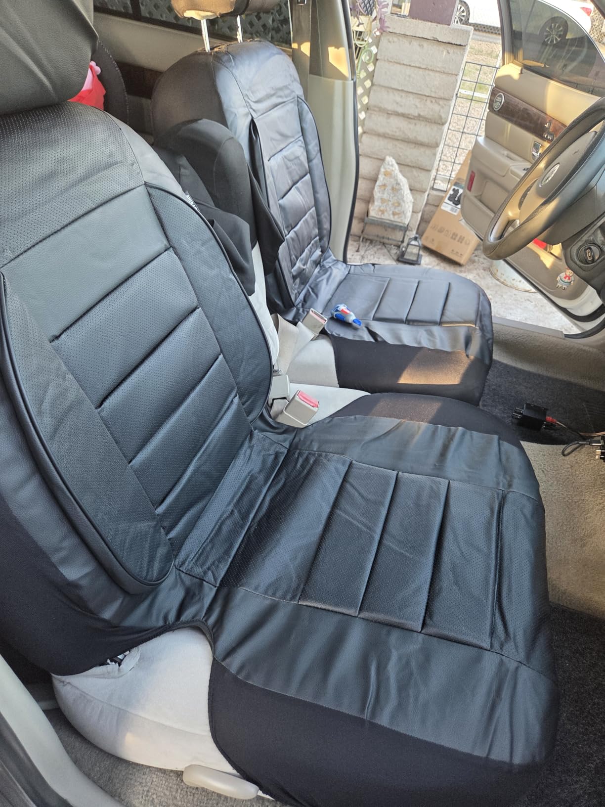 CAR PASS Faux Leather Car Seat Covers Front Seats Only, 3D Foam Support Car Seat Covers, Universal Fit for Trucks Vans SUVs Sedans, Airbag Compatible 2 Pieces Front Solid Black customer photo 2