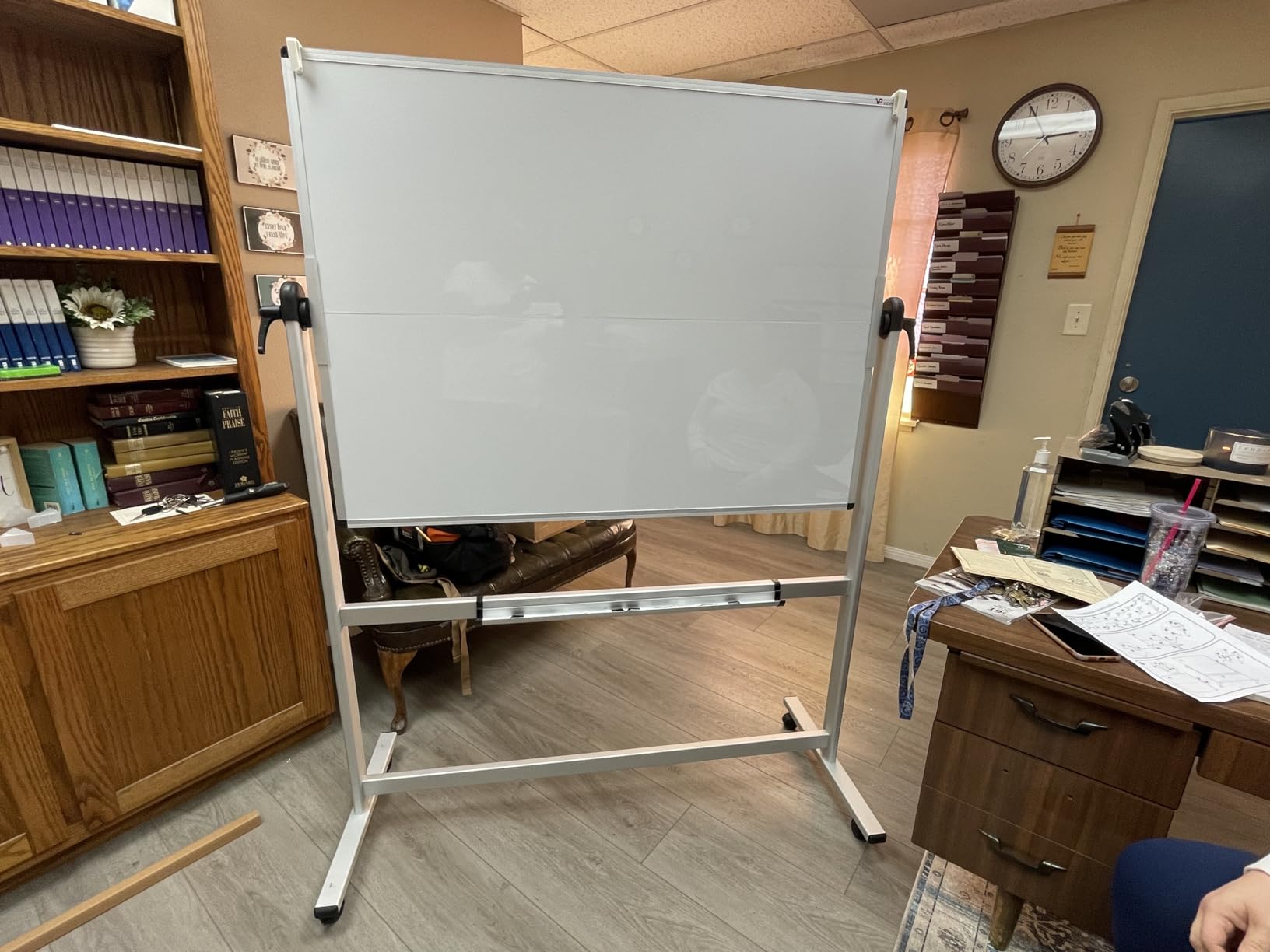 VIZ-PRO Double-Sided Mobile Whiteboard, 72 x 48 Inches, Magnetic Rolling Dry Erase White Board on Wheels with Aluminium Frame and Stand 6' x 4' customer photo 2