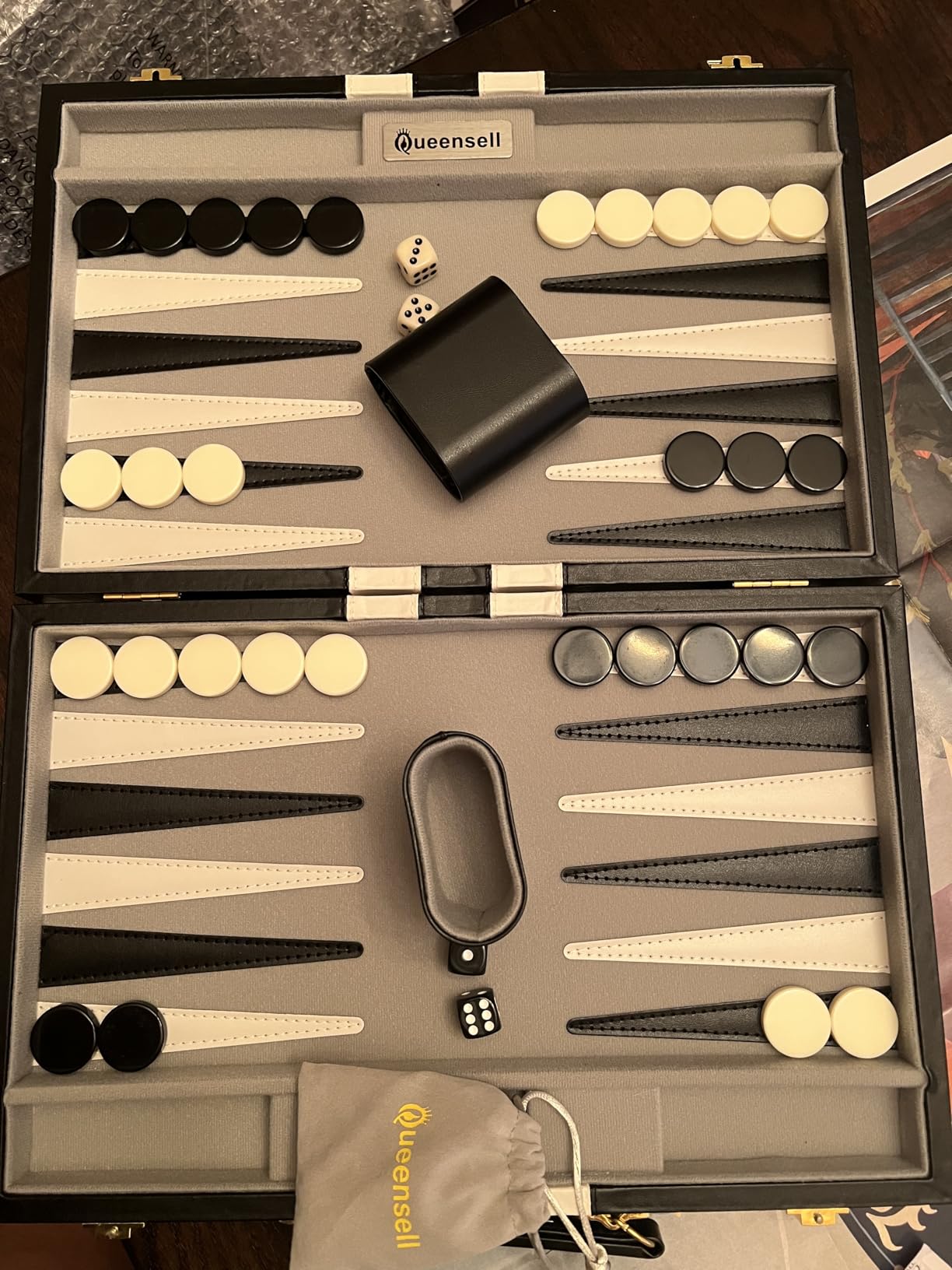 Large Backgammon Sets for Adults - Classic Board Games for 2 Players Adults and Kids - Premium Backgammon Set 15 inch Board and 32 Backgammon Pieces in Quality PU Leather Case - Gift for Man customer photo 1