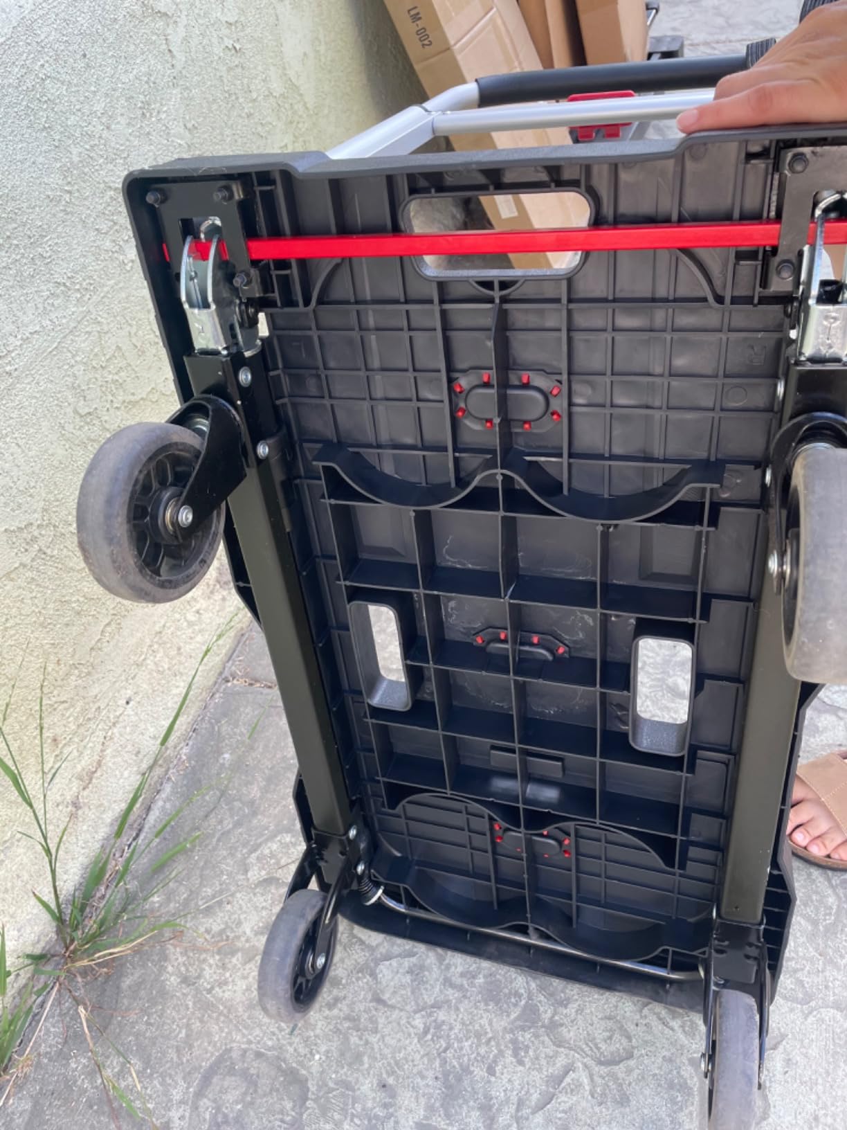 Platform Truck Foldable Push Cart Dolly 330lb Weight Capacity, Adjustable Hand Truck Handle with 360 Degree Swivel Wheels for Garage Garden Home & Office Use, Black customer photo 1