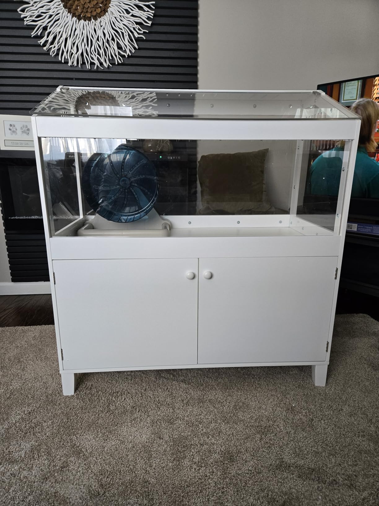 GDLF Hamster Cage with Storage Cabinet Small Animal Cage, Easy View Acrylic Panels, Large Habitat for Hedgehog Gerbil & Rat 39.5