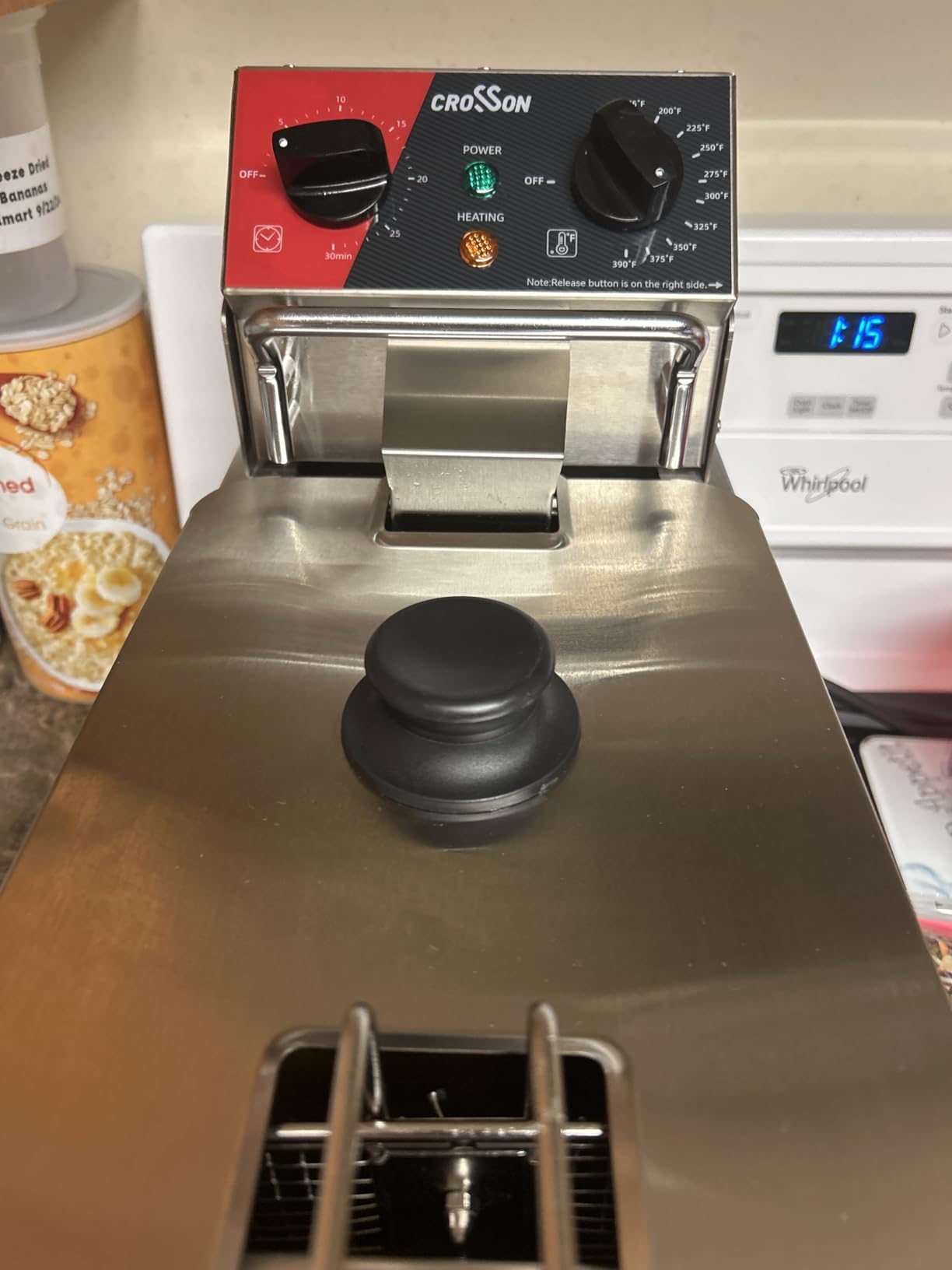 CROSSSON 20Lbs Dual Tank Electric Deep Fryer with Rotary fryer head,30 Minitues Timer,Removable 304 SS Oil Tank with Handle,9L Countertop Deep Fryer for Home Use customer photo 1