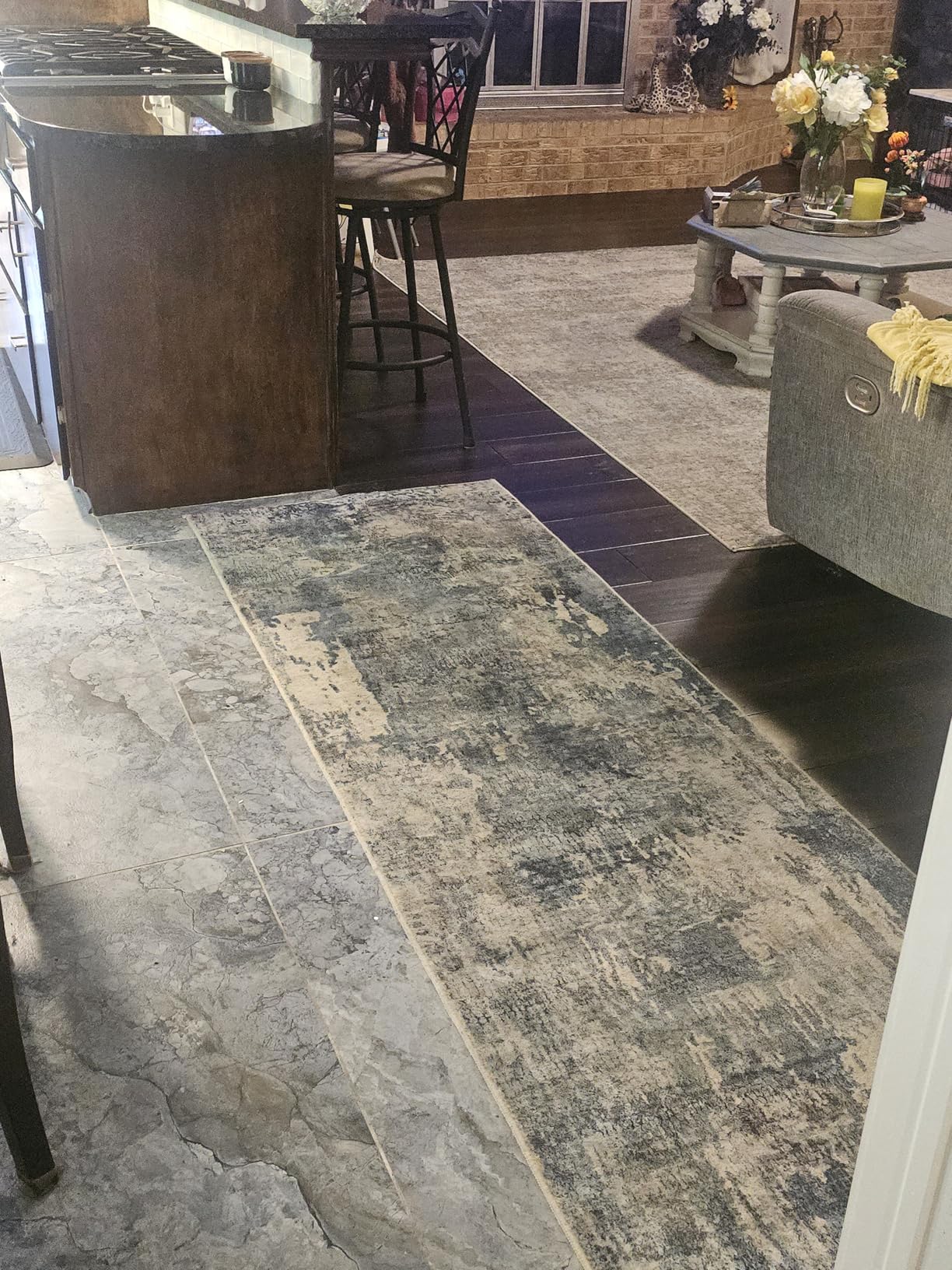 Runner Rug Hallway Runner Rug Washable Kitchen Runner Rugs with Rubber Backing 2'6''x8' 100% Polyester Vintage Rug for Entryway Indoor, Kitchen, Laundry, Bedroom (Grey and Brown) customer photo 2