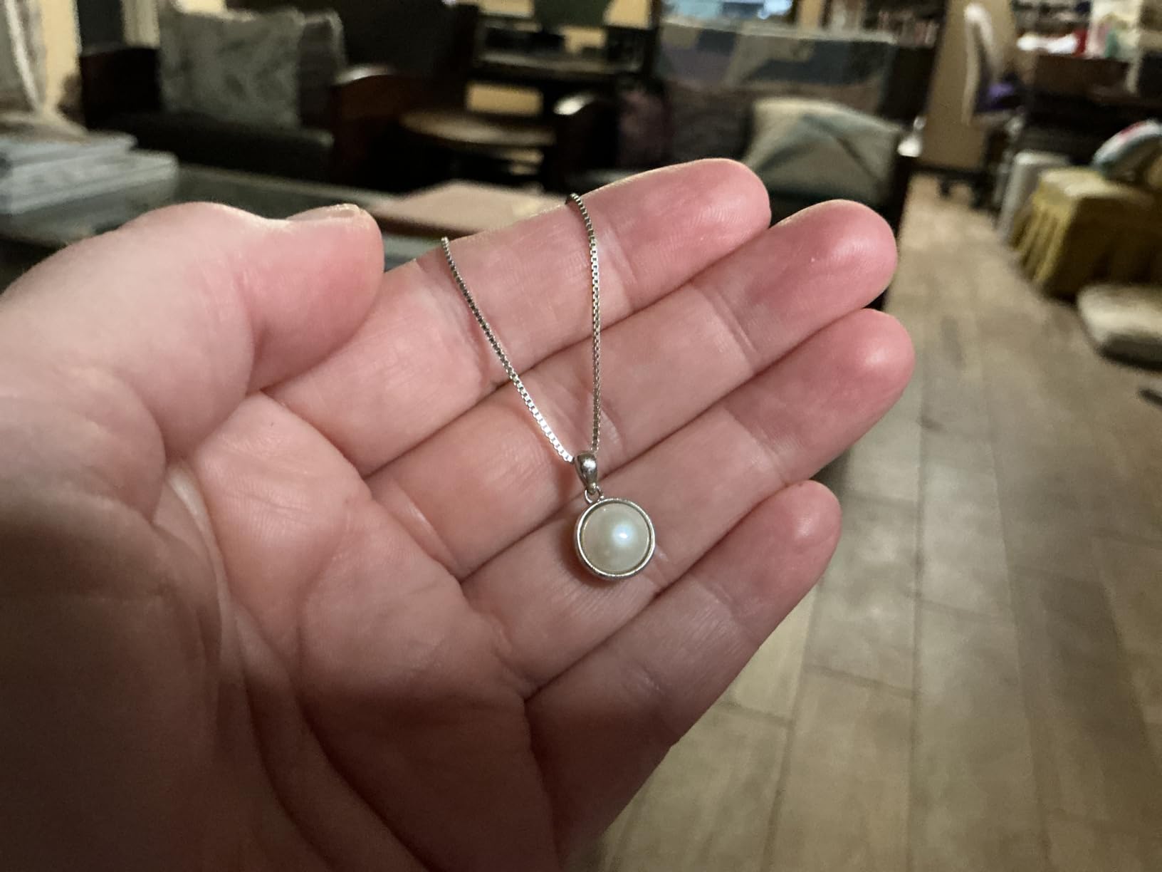 Simple Pearl Necklace for Women, 925 Sterling Silver Freshwater Cultured Single Pearl Pendant Necklaces customer photo 1