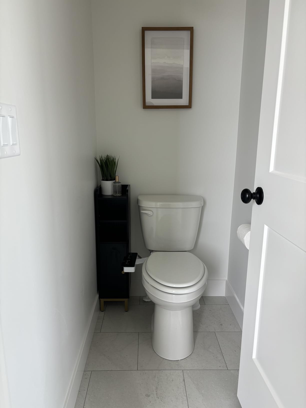 Hzuaneri Bathroom Storage Cabinet, Small Corner Floor Cabinet with Door and Shelves, Narrow Toilet Paper Holder, Bathroom Organizer with Adjustable Shelf, for Small Spaces, White BC08203X customer photo 2