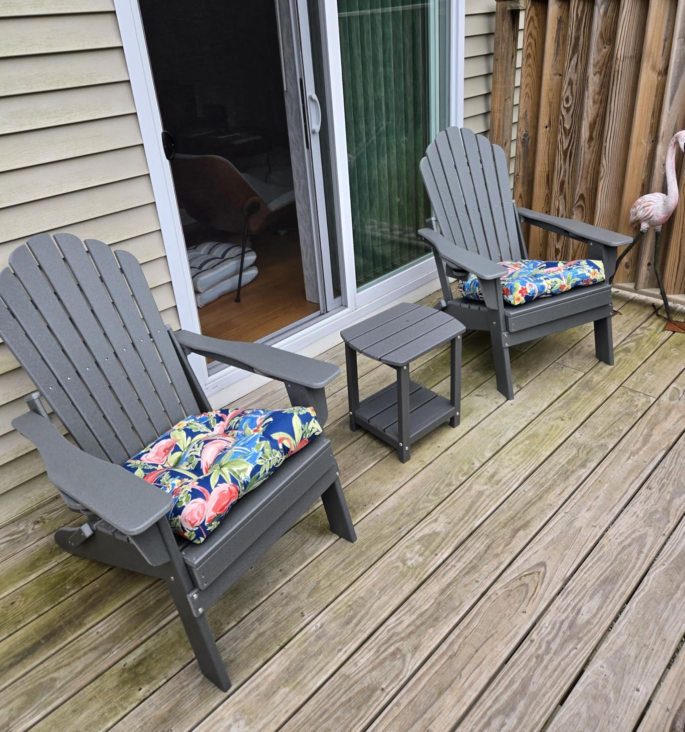 HDPE Folding Adirondack Chair Set of 2, Heavy Duty Outdoor Patio Chair with Dual Cup Holders, Weather Resistant Fire Pit Chair for Deck,Backyard,Lawn, Grey customer photo 1
