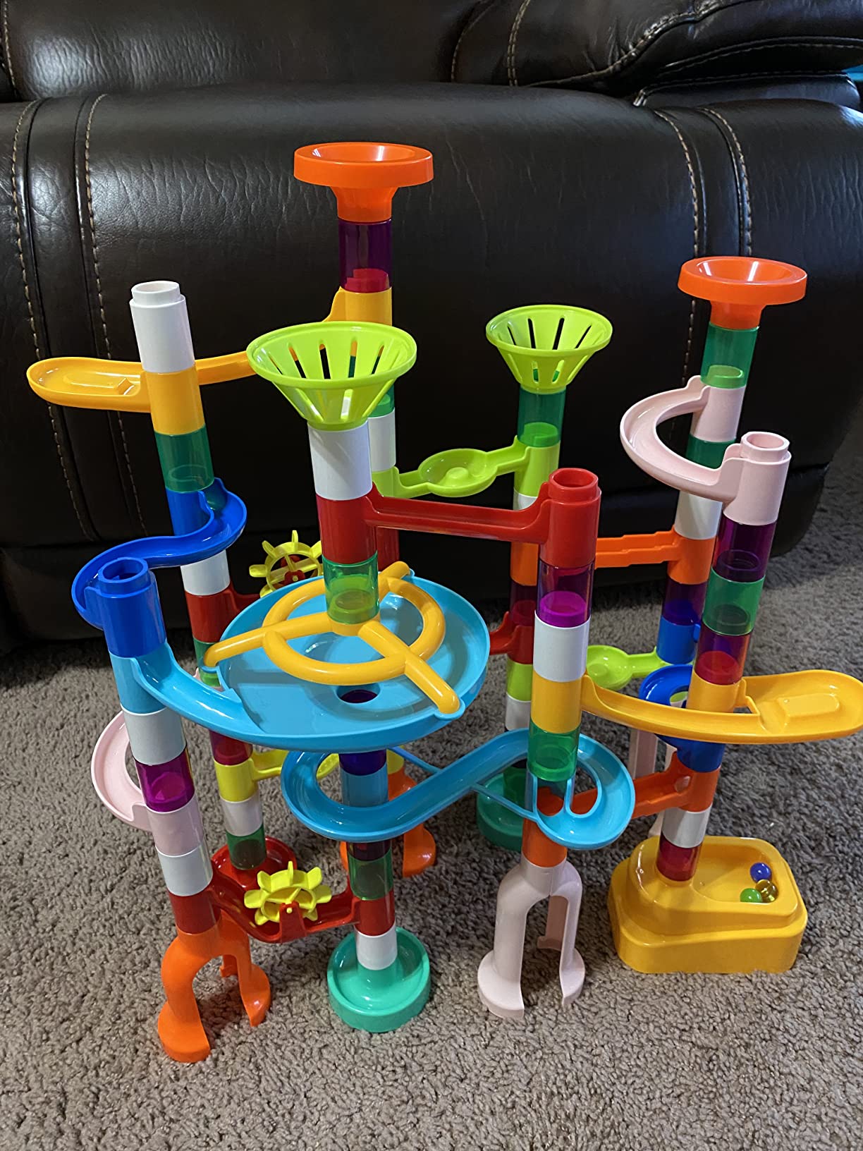 Ifollower Marble Run Kit, 110pcs Marble Maze Game Construction Building Toys for Kids, Marble Track Race Set STEM Learning Toys Gift for Boys Girls 3 4 5 6 7 8 9 10+, 8105 customer photo 2