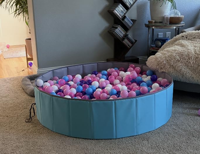 Hikiddy Large Ball Pit for Toddlers - 44in Baby Ball Pool with Playmat, Hold Over 1000 Balls, Foldable Play Pit for Kids Dogs Indoor and Outdoor Games, Party Toys Gifts, Balls Not Include (Blue) customer photo 1