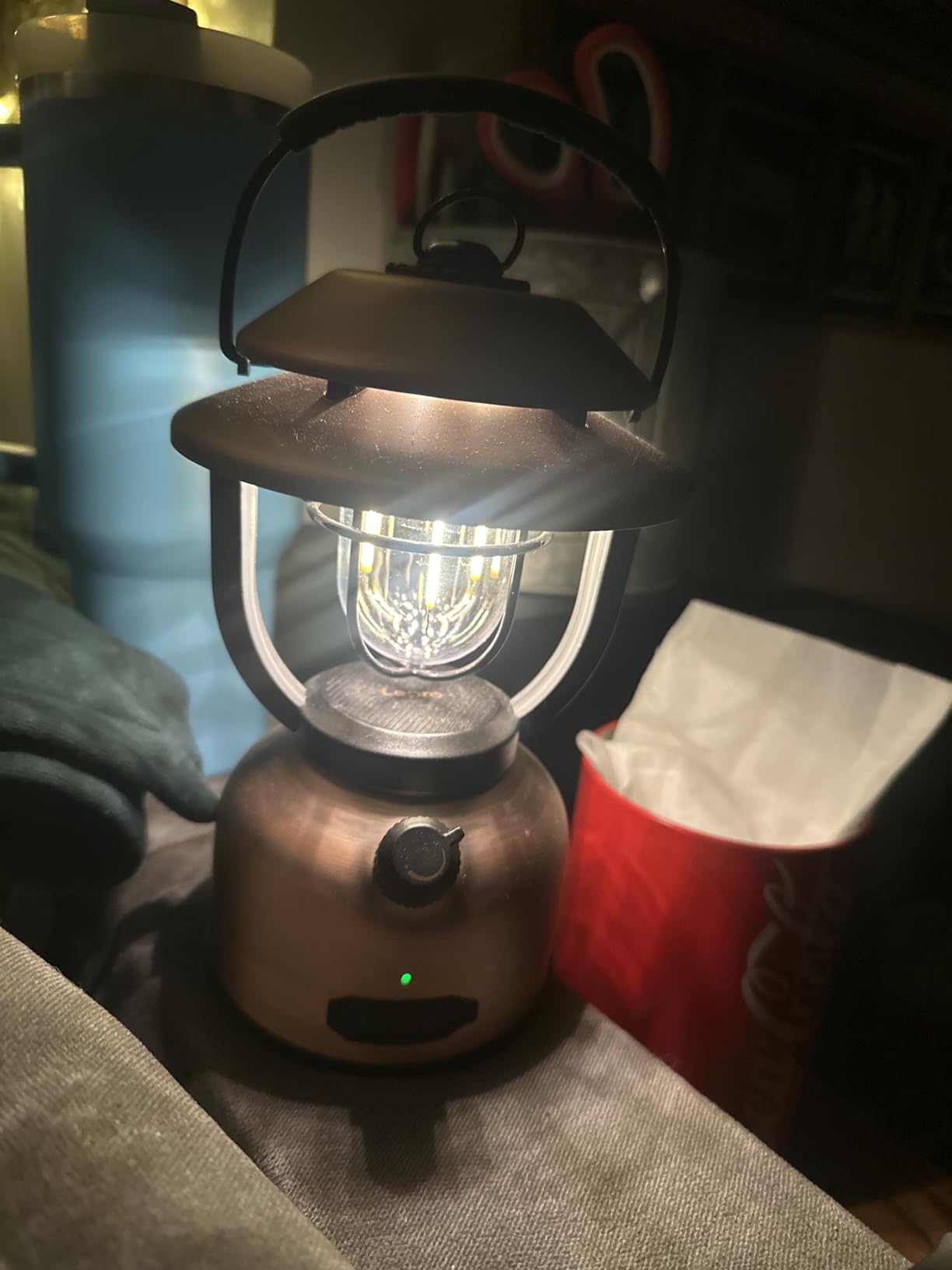 Lepro Vintage LED Camping Lantern Rechargeable - 15000mAh Power Bank, 1000LM Stepless Dimming, Dual Color Temp 2500K & 5000K, IPX4 Waterproof Retro Railroad Lantern for Camping, Home Decor & Emergency customer photo 2